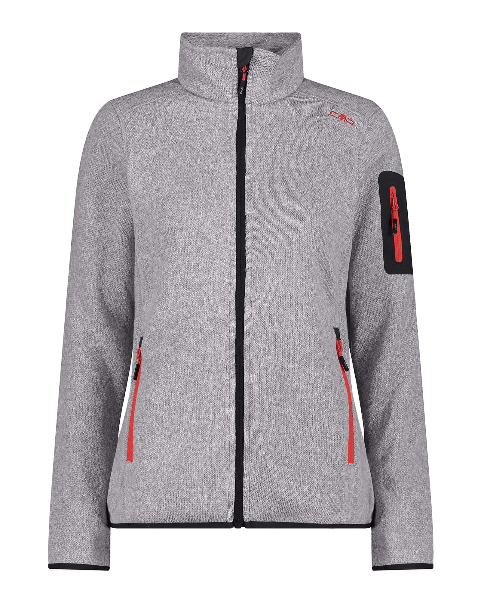 Knit Fleece Jacket W Argento/Campari