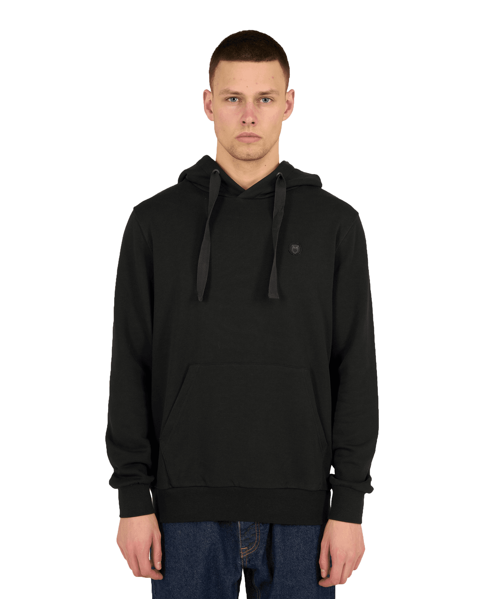 Elm Hood Basic Badge Sweat M Black Jet