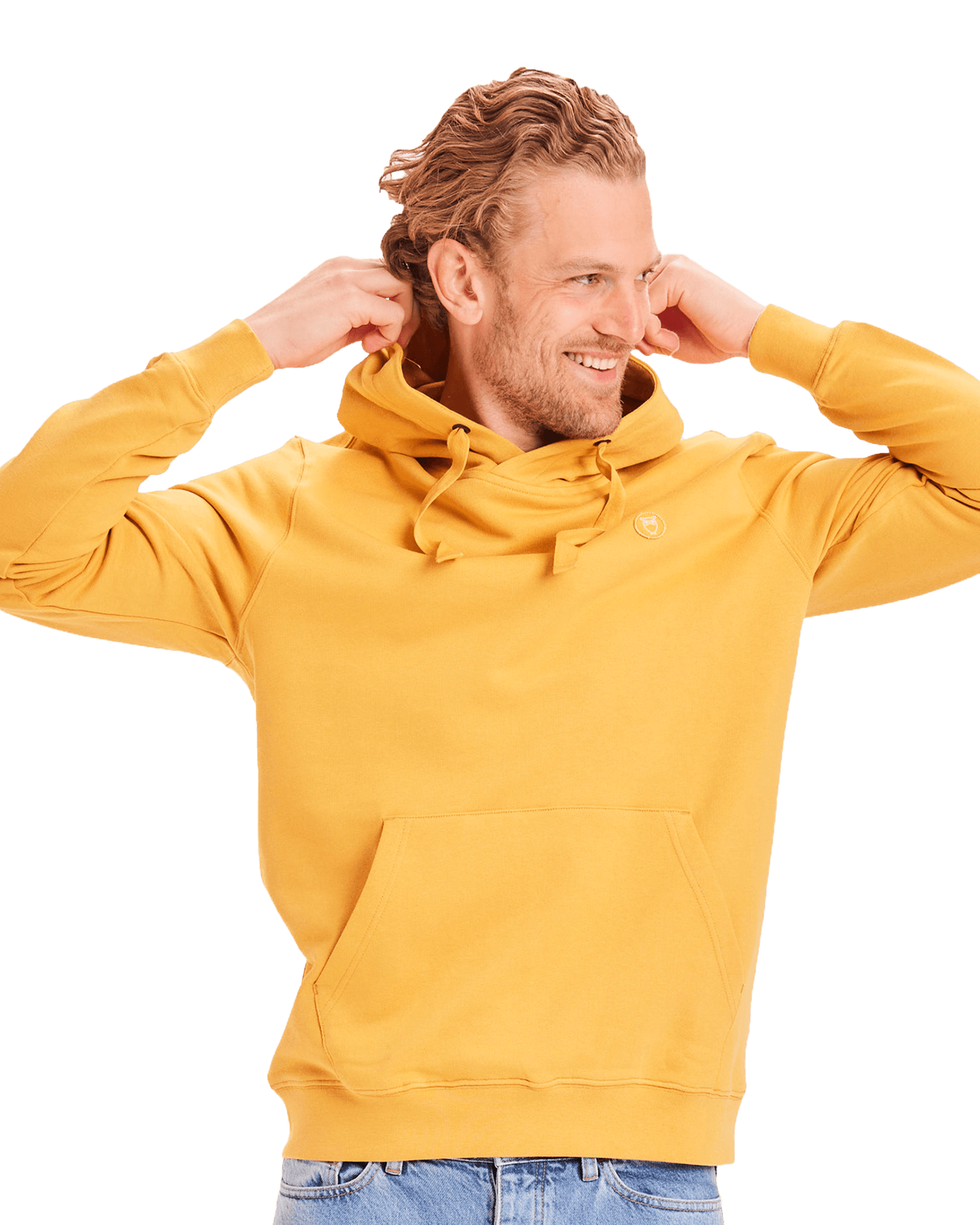Elm Hood Basic Badge Sweat M Honey Gold
