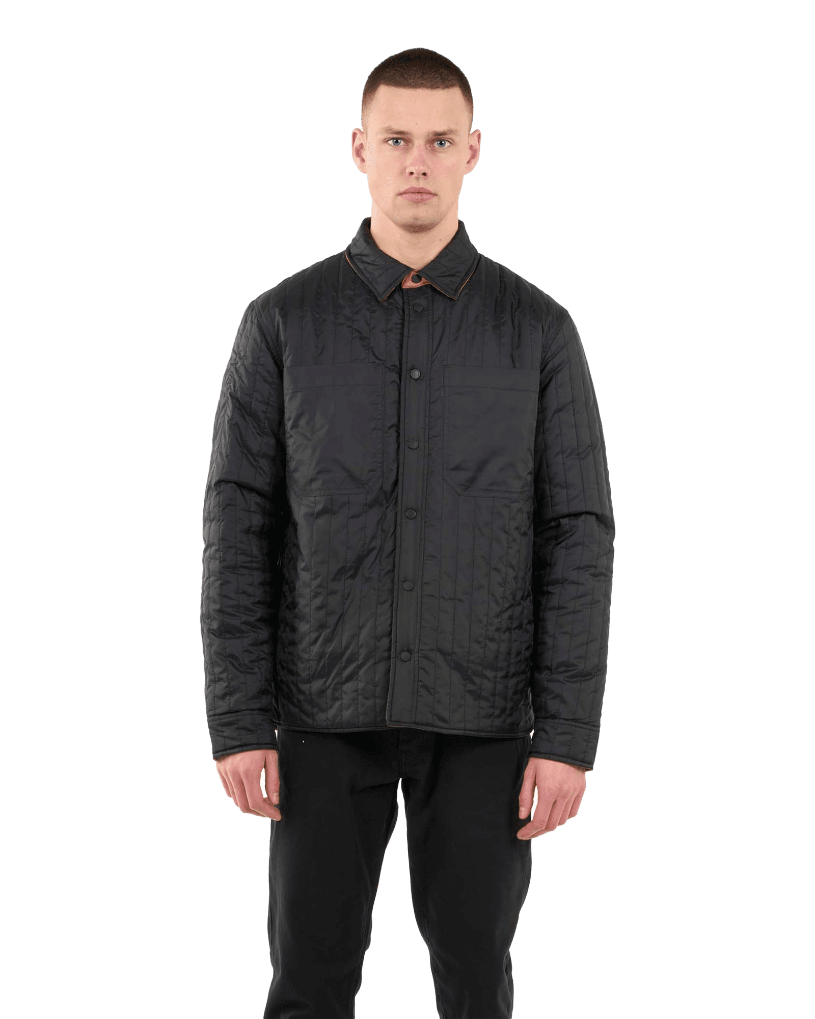 Quilted Reversible Rib Stop Overshirt M Black Jet