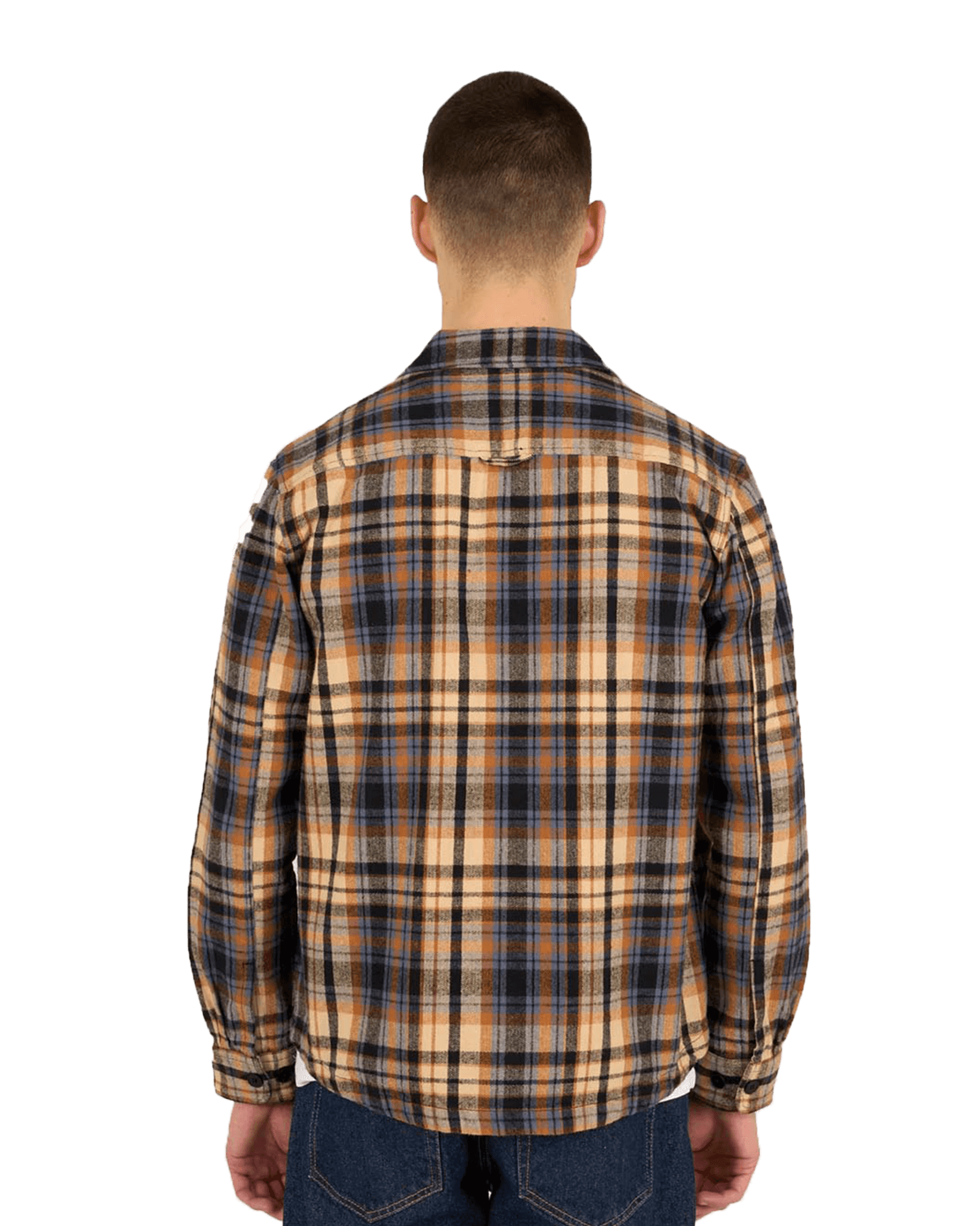 Earth Colors Checked Overshirt M Brown Sugar