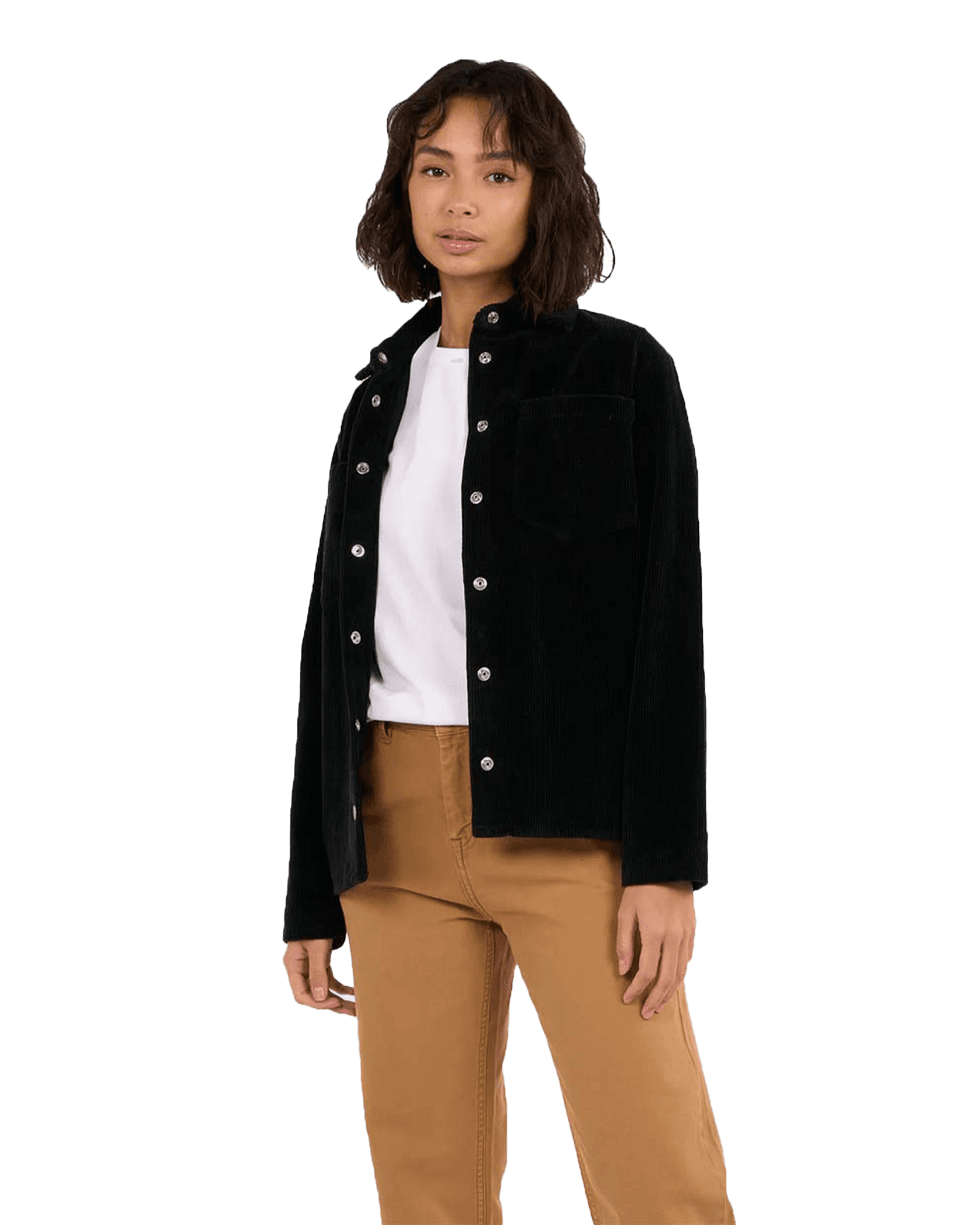 Stretched 8-Wales Corduroy Overshirt W Black Jet