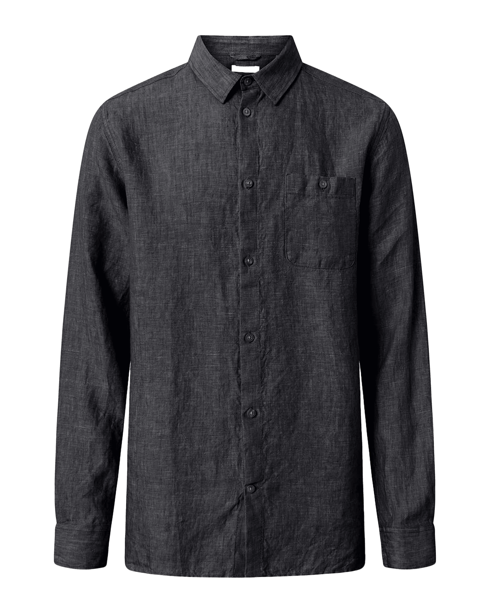Linen Custom Fit L/S Shirt M 1300 Black Jet