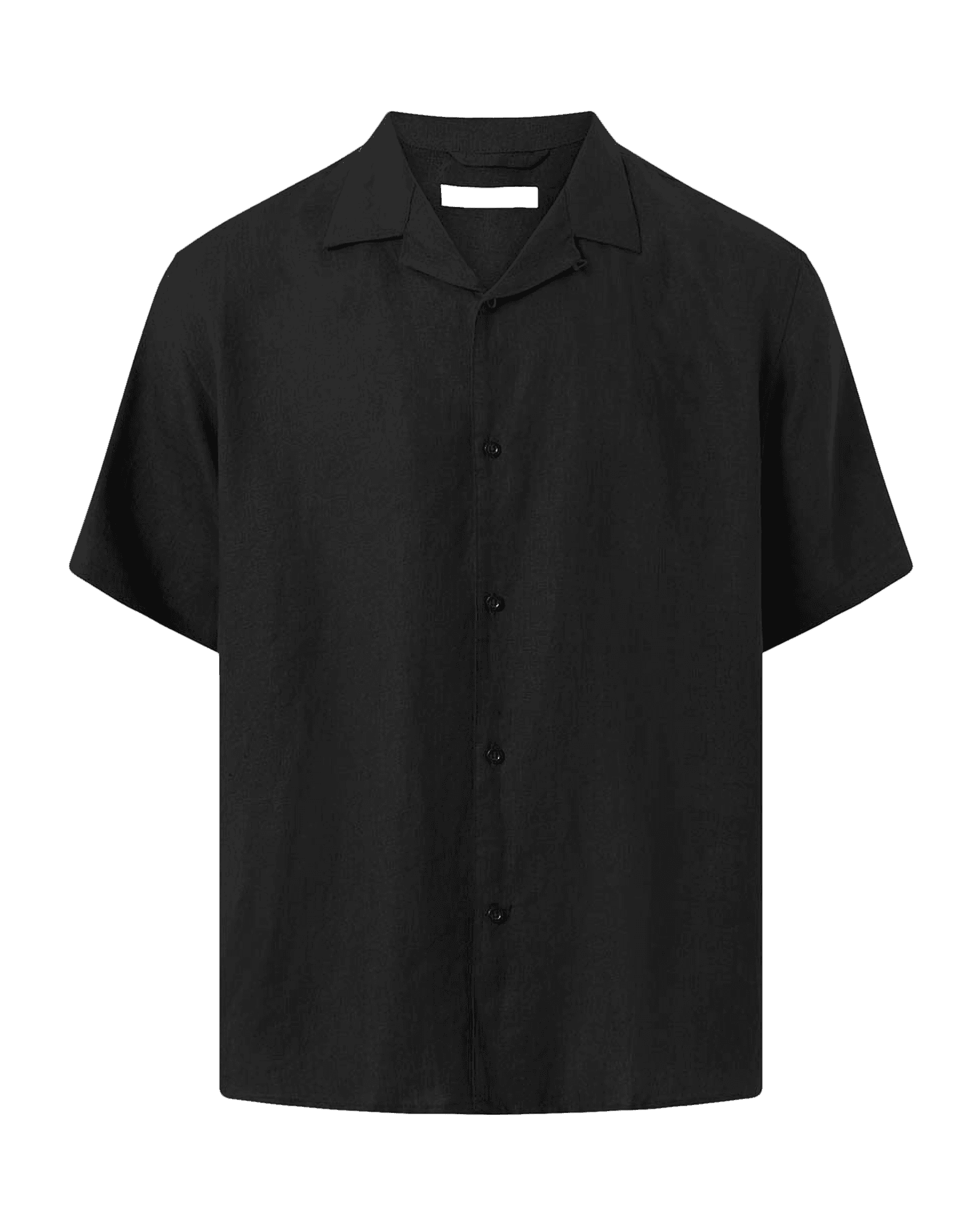Box Fit Short Sleeved Linen Shirt M 1300 Black Jet