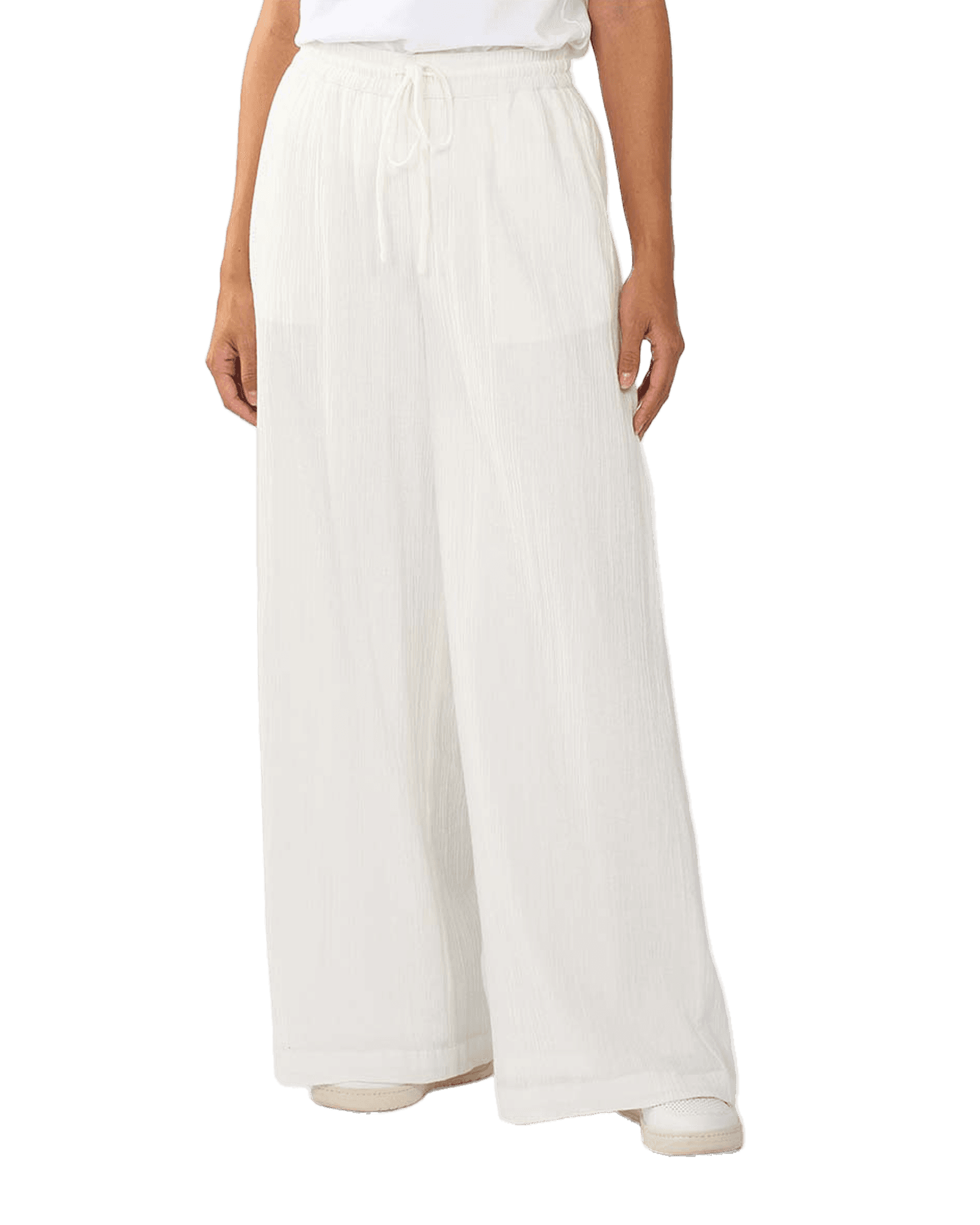Cotton Crepe Elastic Waist Pant W 1334 Snow White