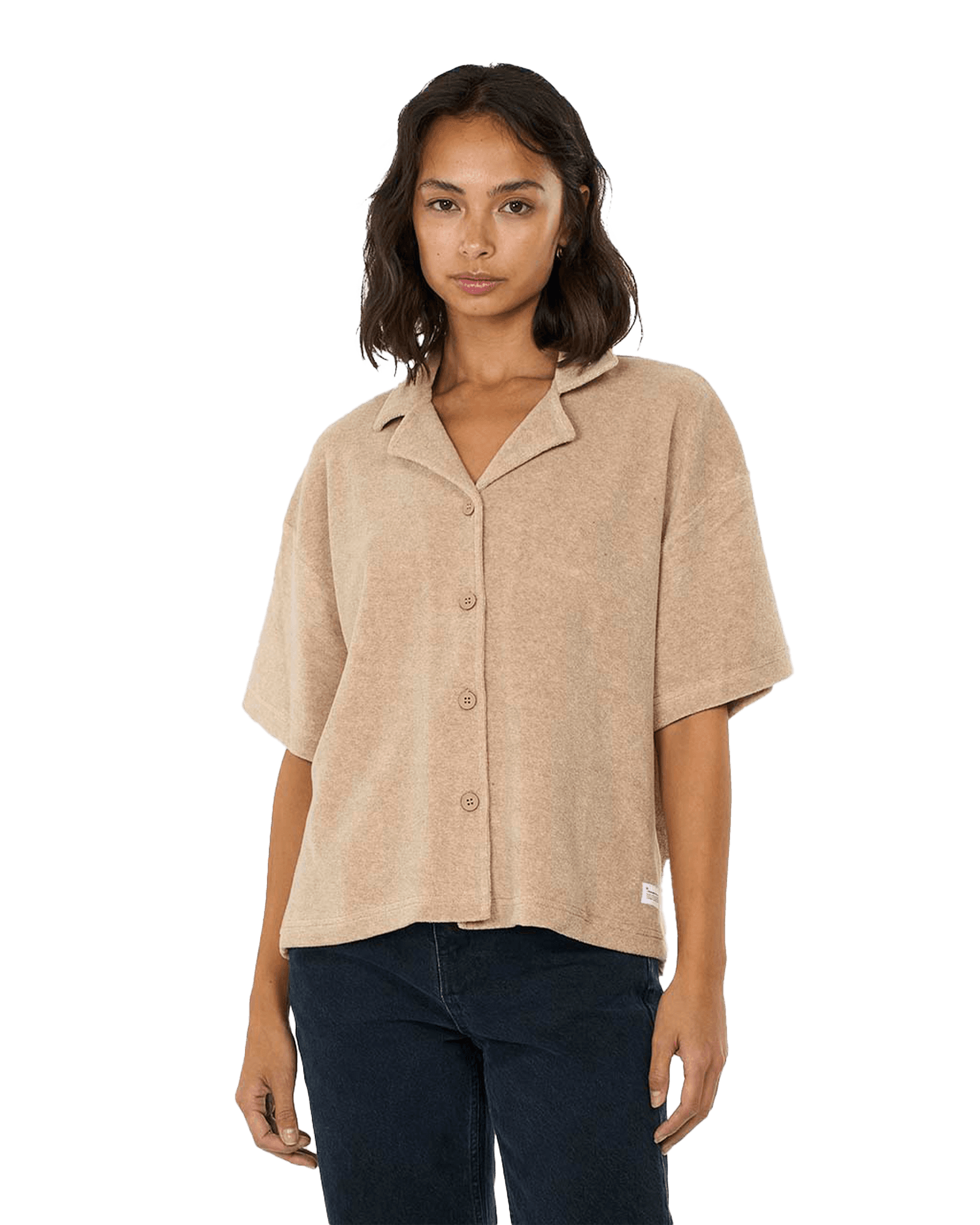 Woven Terry Short Sleeve Shirt W 1347 Safari