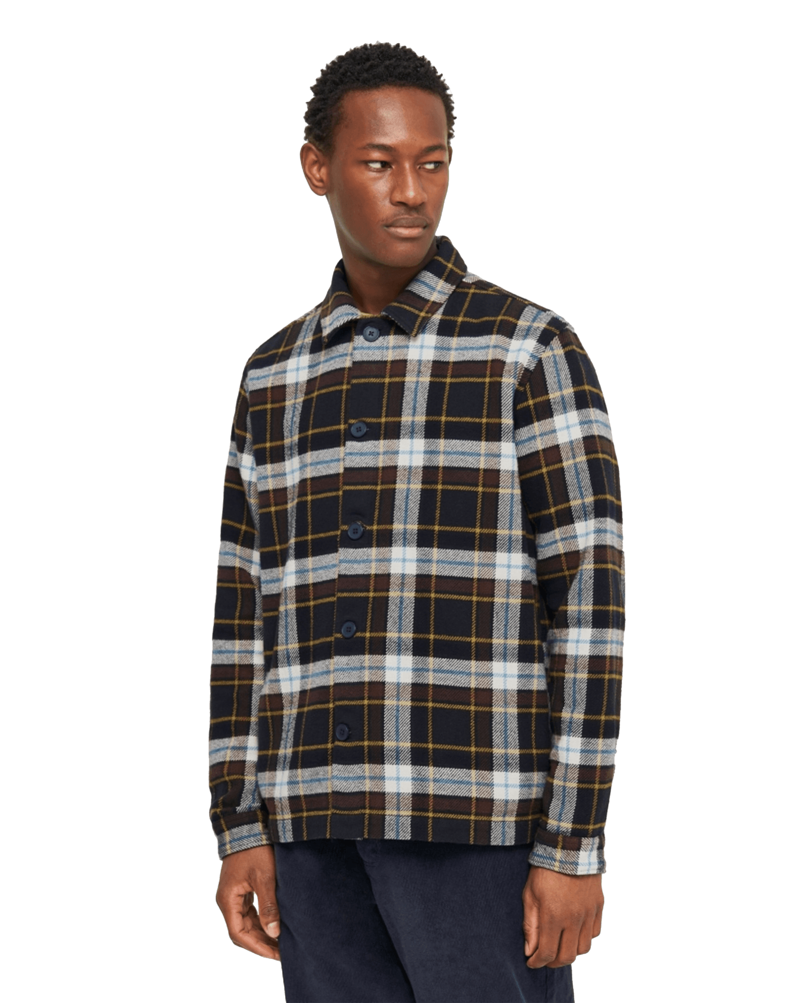 Big Checked Heavy Flannel Overshirt M 7021 Blue Check