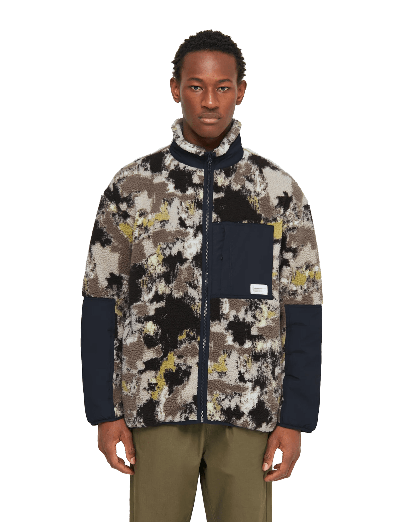 Oversized Jaquard Sherpa Jacket M 9926 Brown AOP