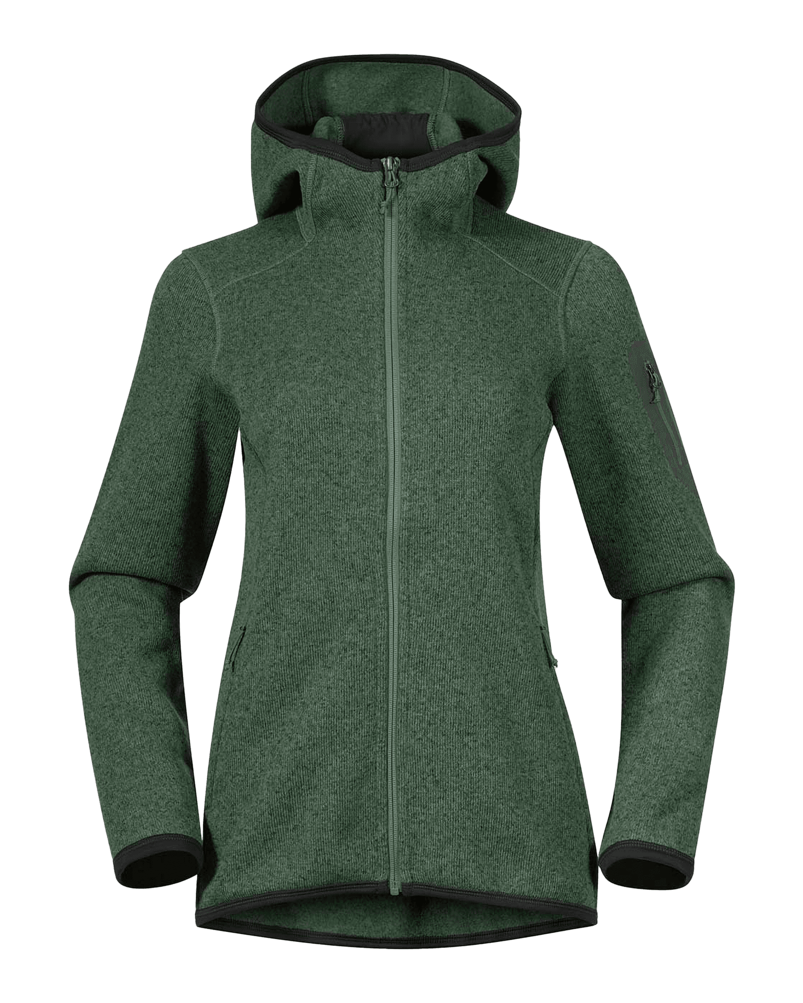 Kamphaug Knitted Hoodie W Dark Jade Green