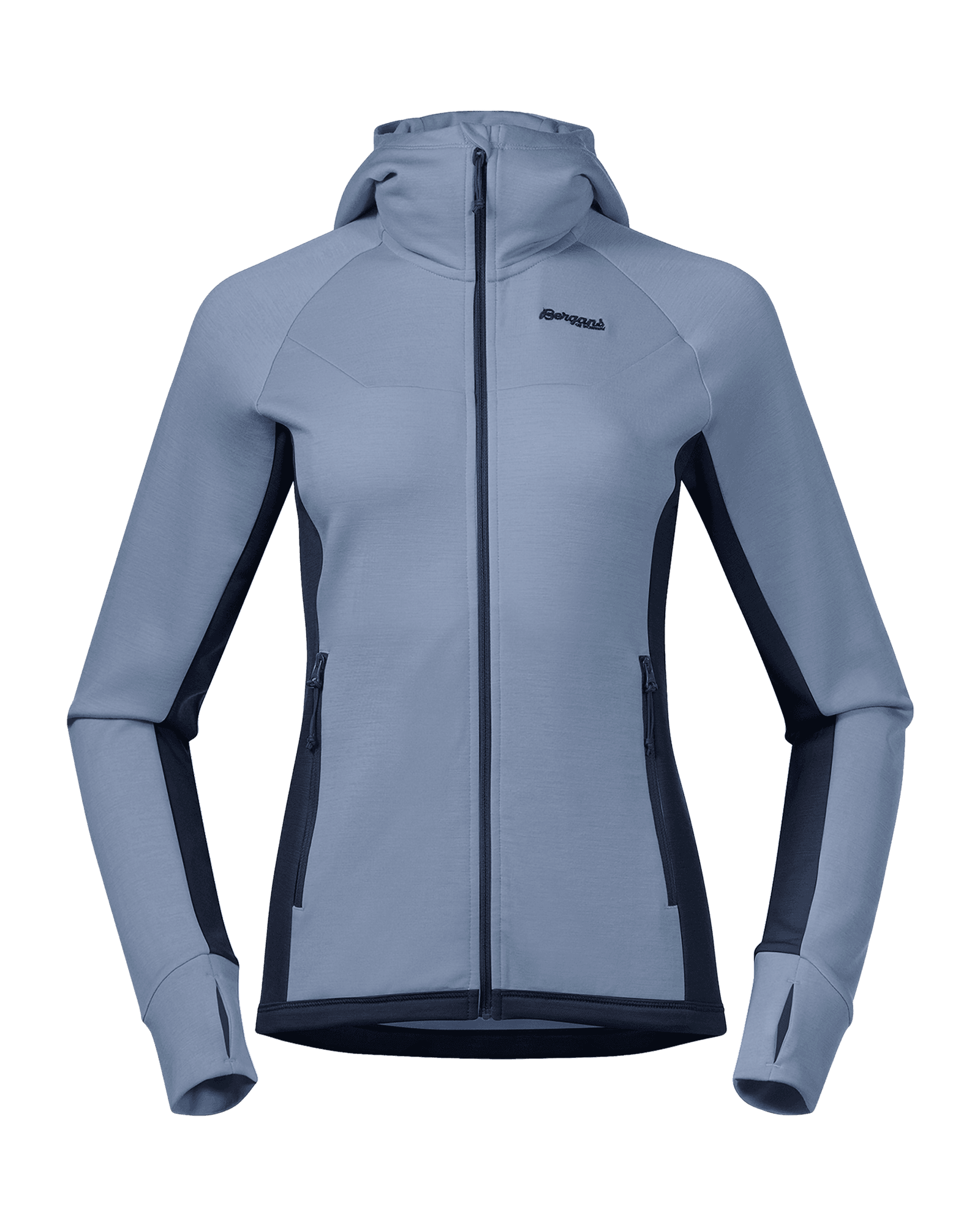 Cecilie Wool Hood Jacket W Misty Sky Blue/Navy Blue