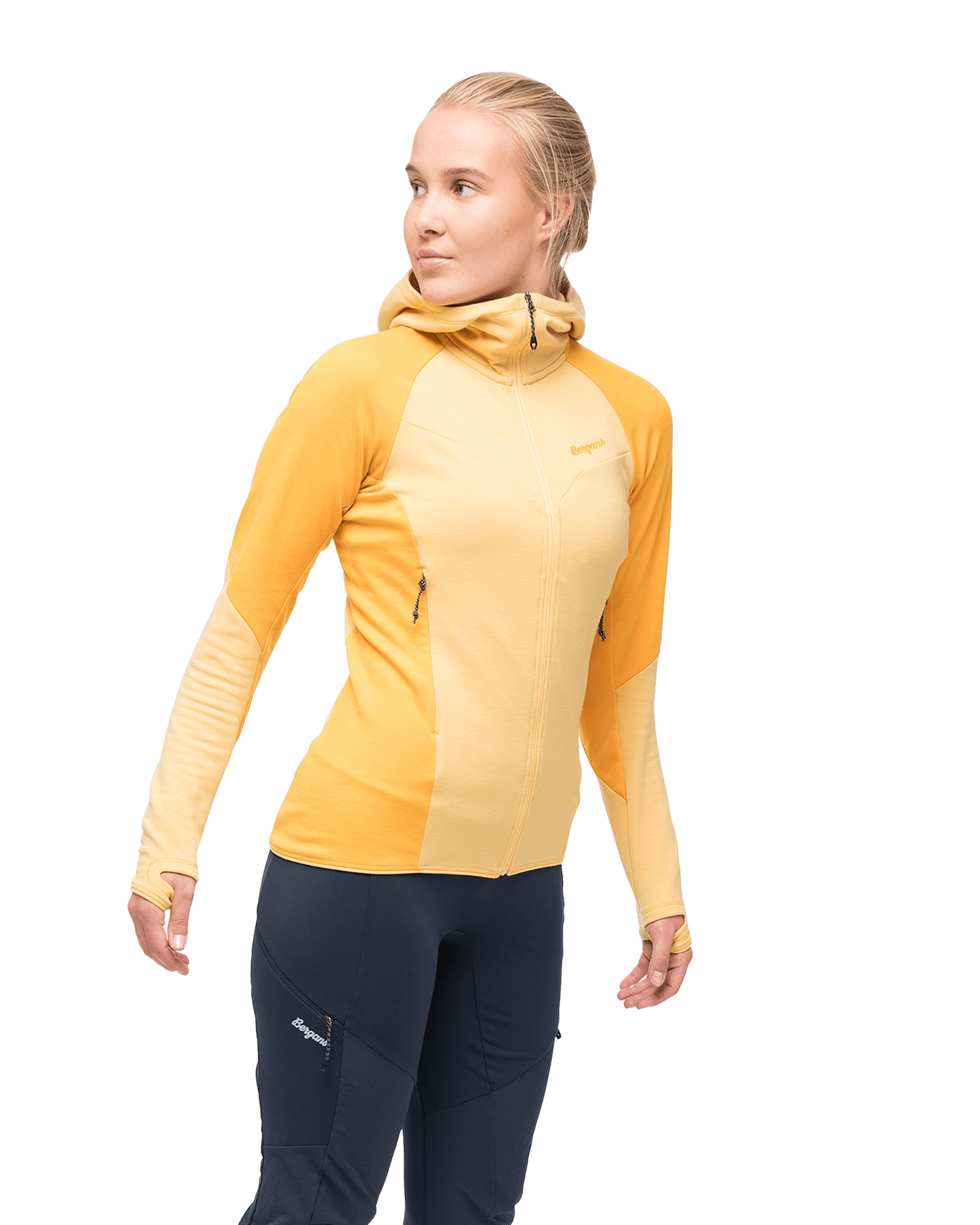 Tind Merino Hood Jacket W Buttercup Yellow/Marigold Yellow