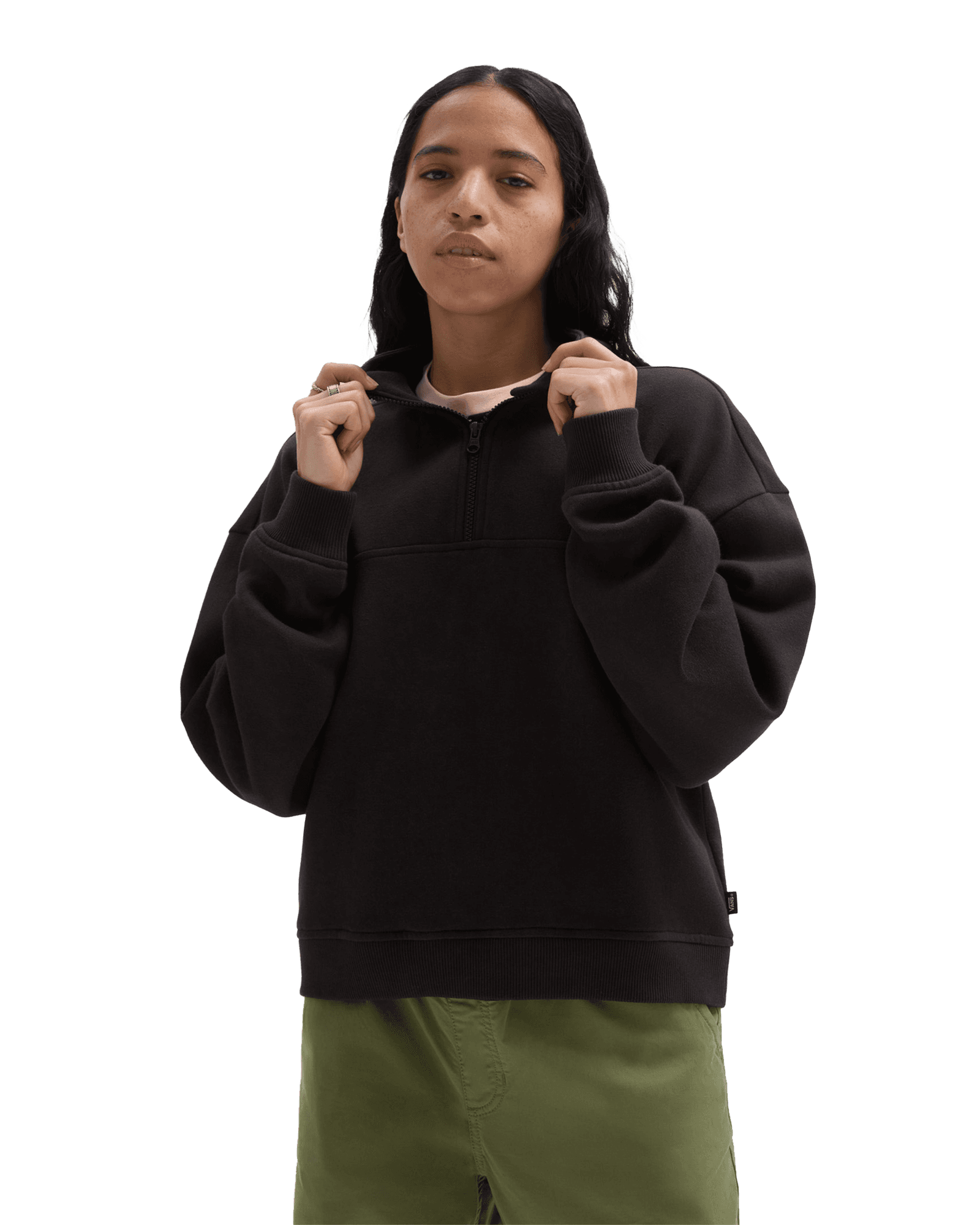 Leighton Mock Neck Fleece M MSCA Black