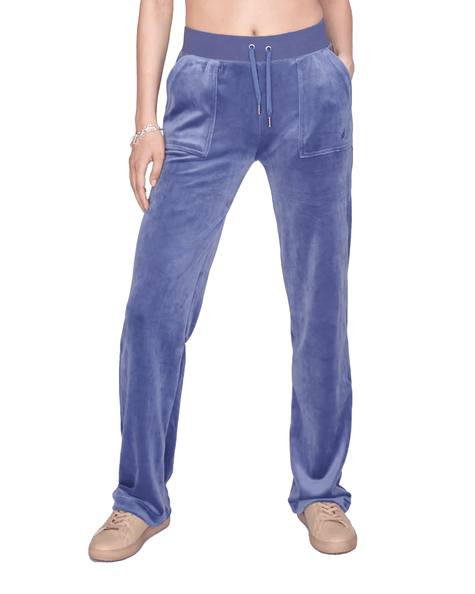 Del Ray Classic Velour Pant Pocket Design W Gray Blue