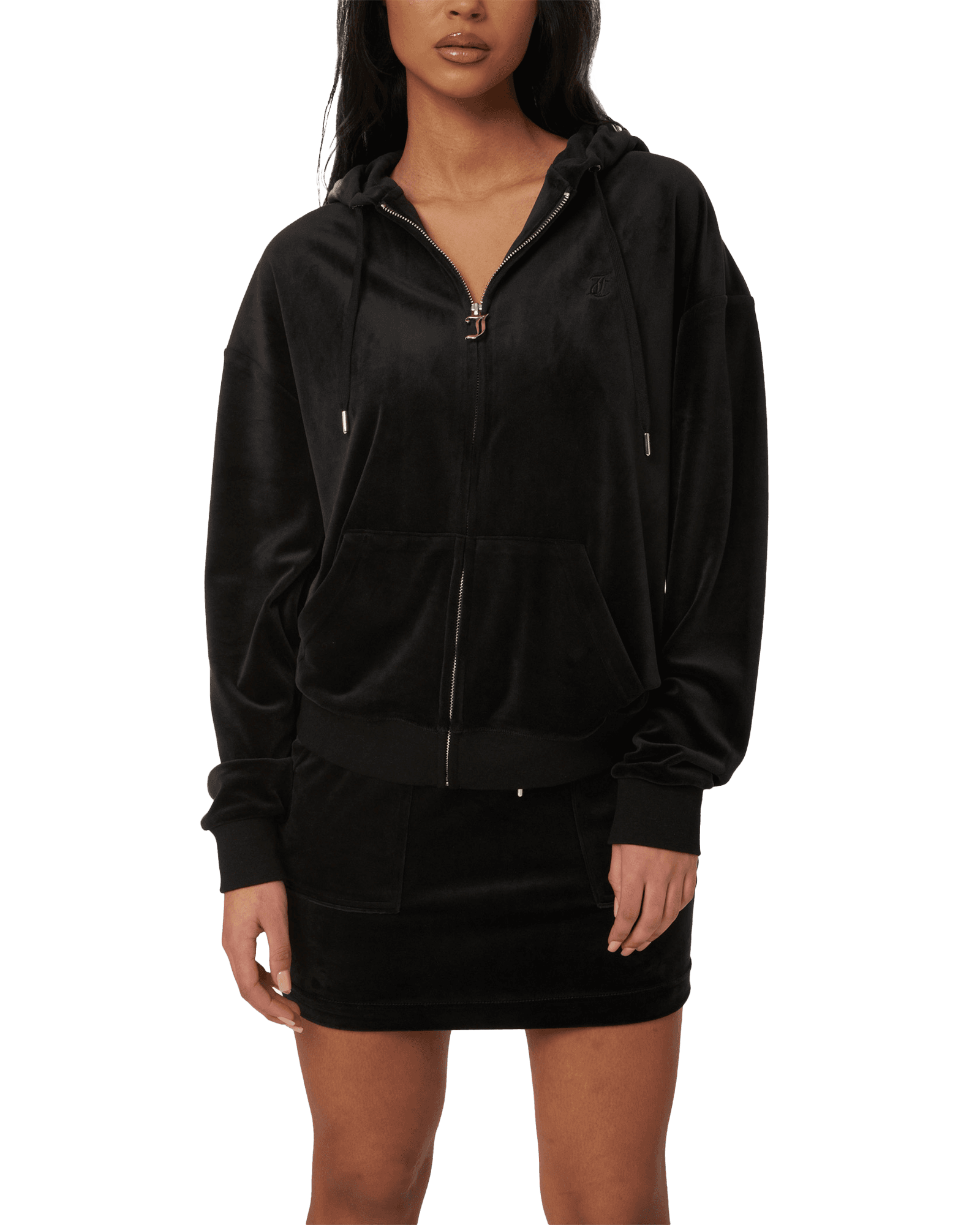 Halan Oversized Zip Thru Hoodie W Black