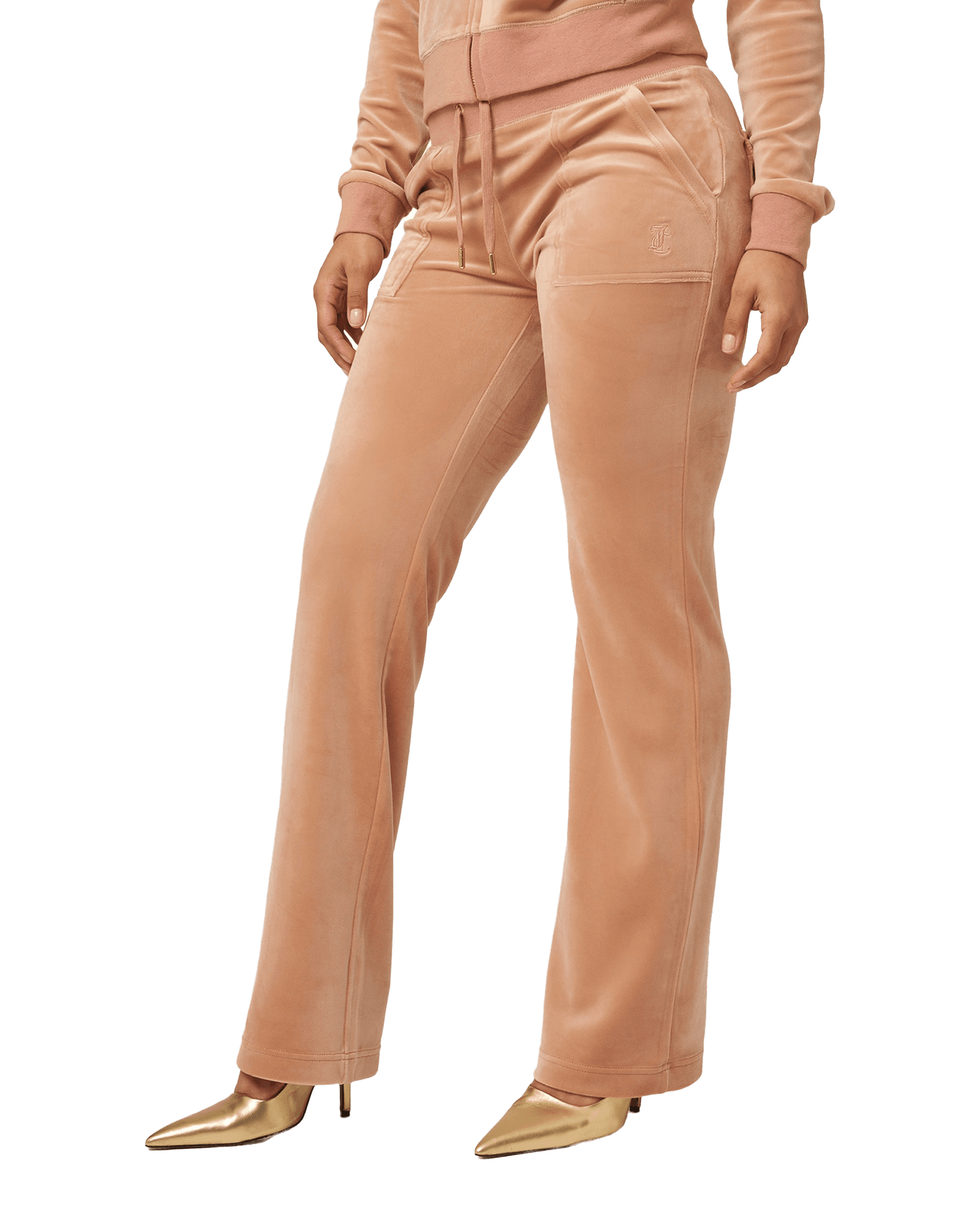 Del Ray Classic Velour Pant Pocket Design W Café Au Lait