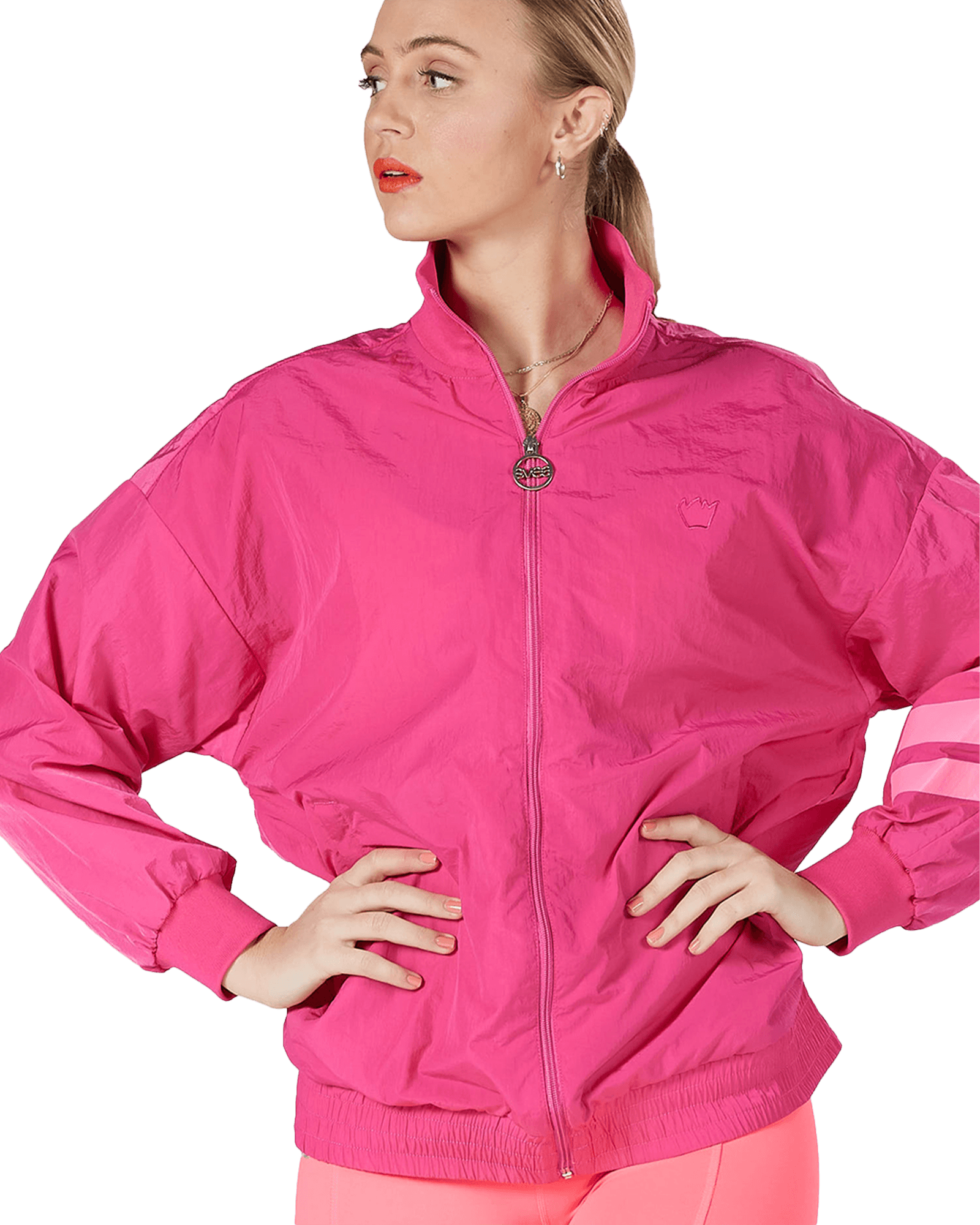 Dark Windbreaker Jacket Bright Pink