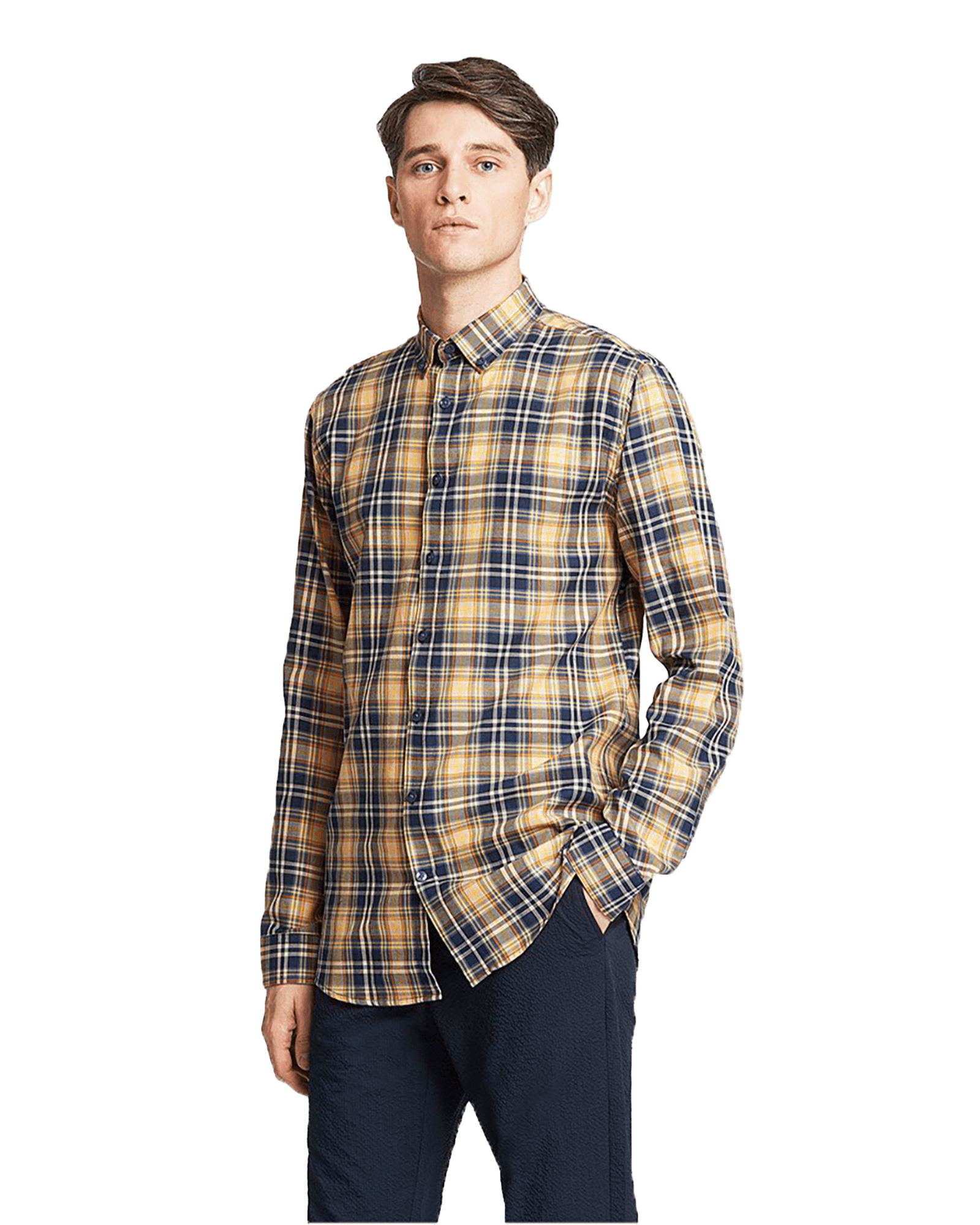 Bright Checked Shirt L/S M Yellow