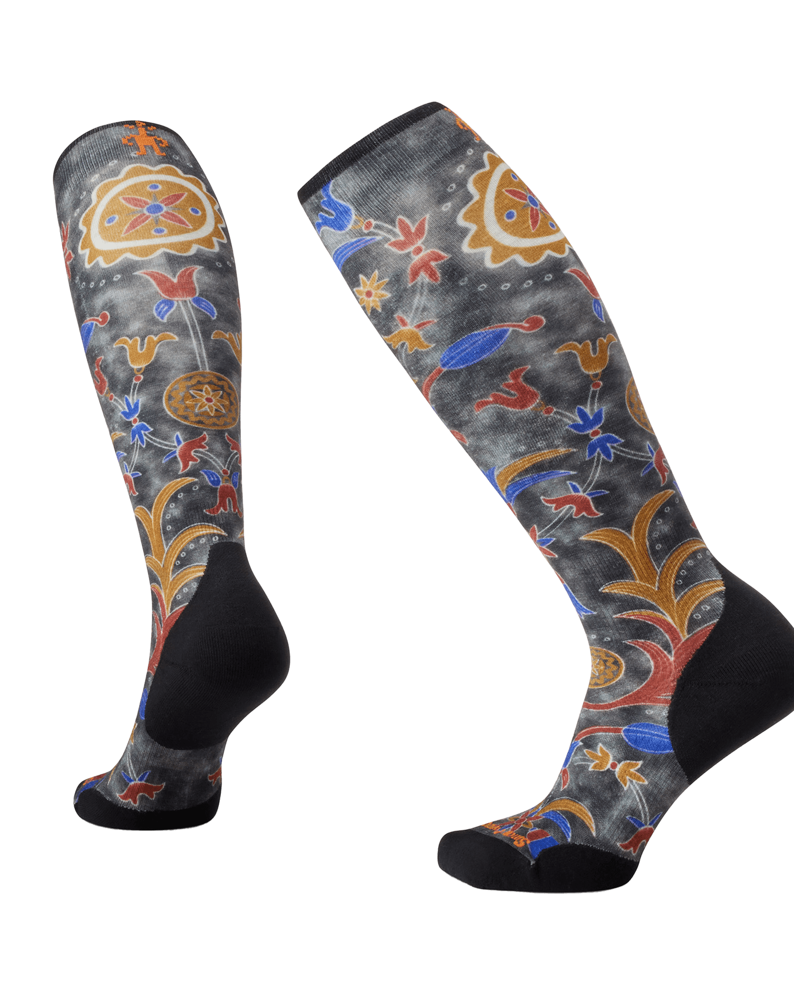 Ski Targeted Cushion Royal Floral Print OTC W Black