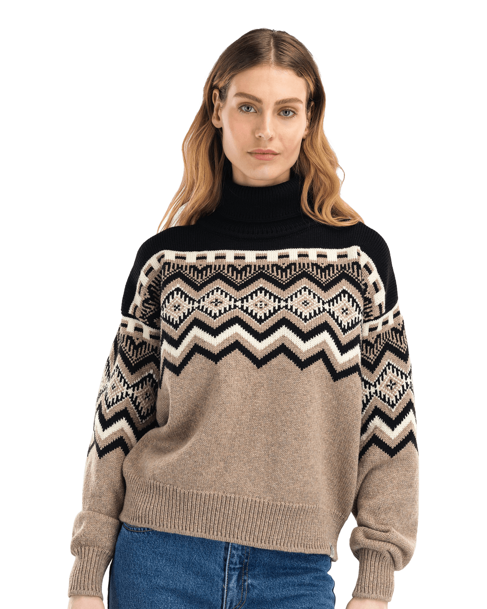 Randaberg Sweater W Brownmel Black Offwhite