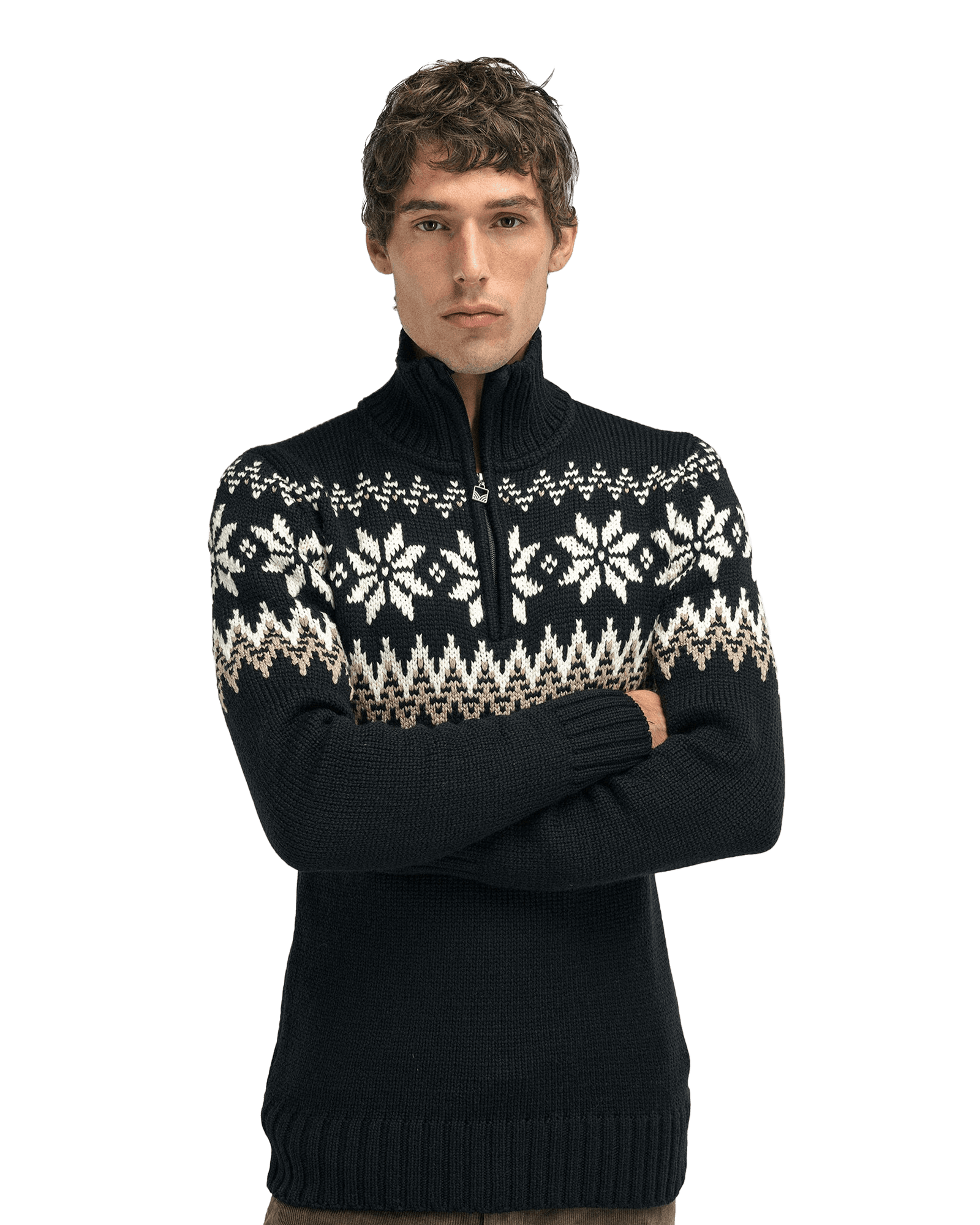 Myking Sweater M Black Brown Offwhite