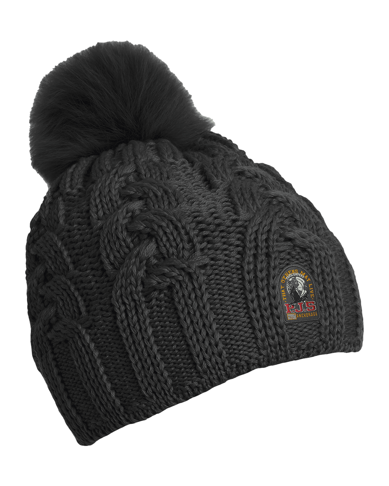 Cable Hat Knitted Beanie Black Melange