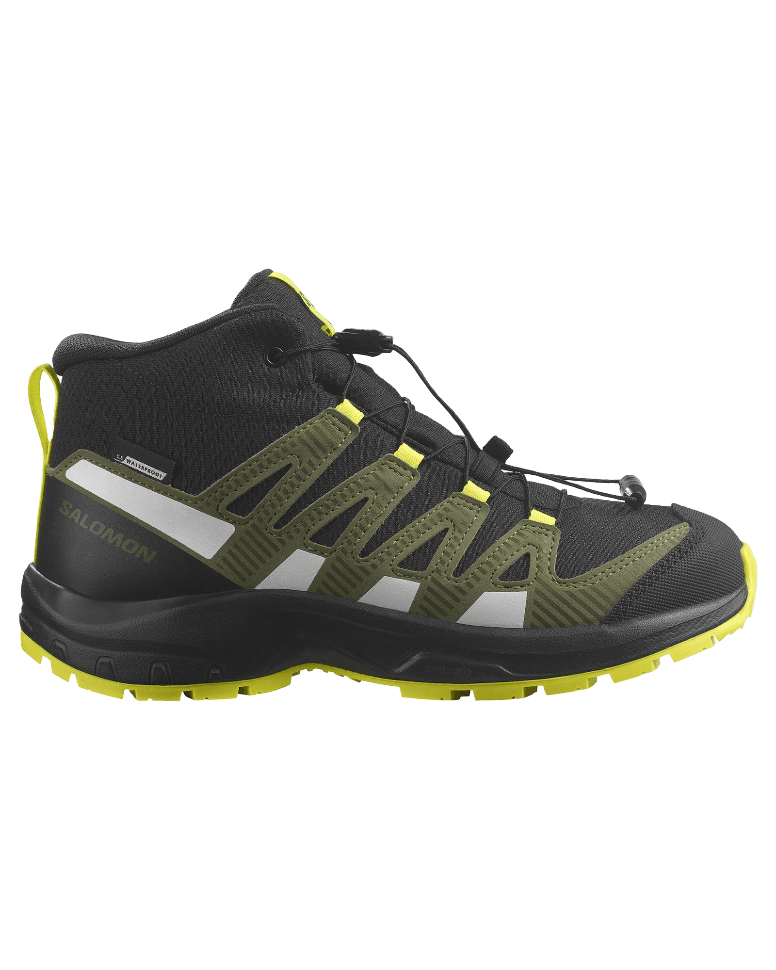 XA Pro V8 Mid CSWP JR Black/Deep Lichen Green/Safety Yell