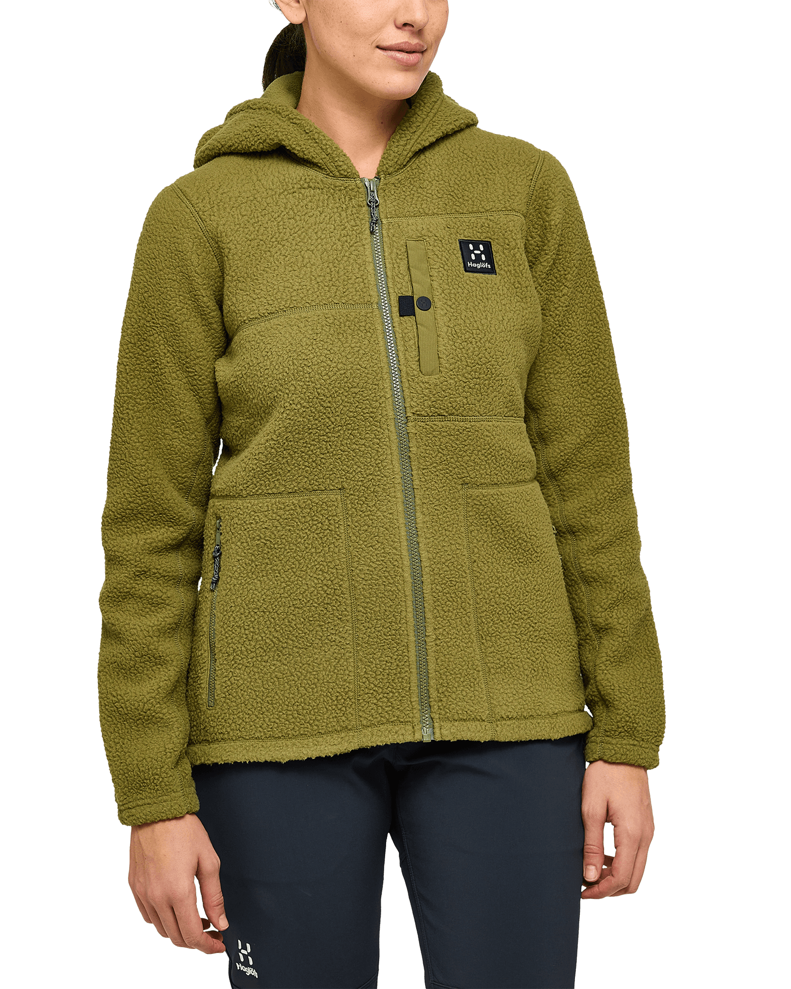 Malung Pile Hood W Olive Green