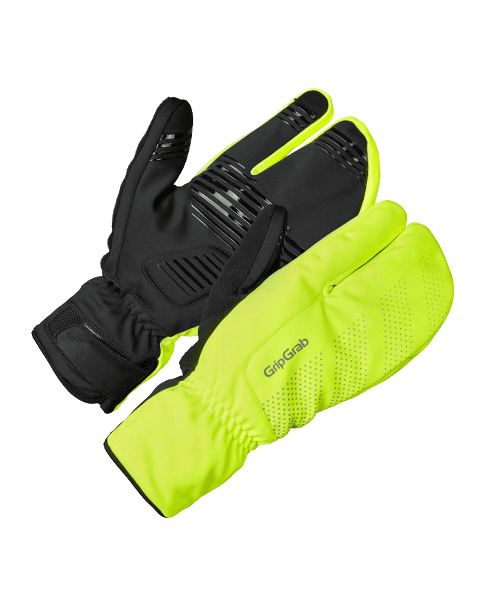 Ride Windproof Deep Winter Lobster Gloves Yellow Hi-Vis