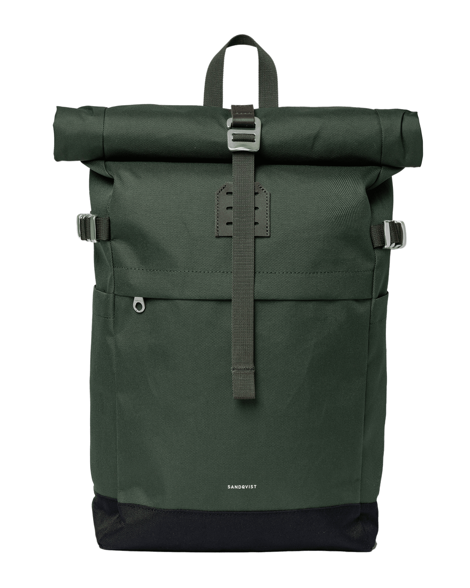 Icon Rolltop Backpack M Dawn Green with dark brown leather