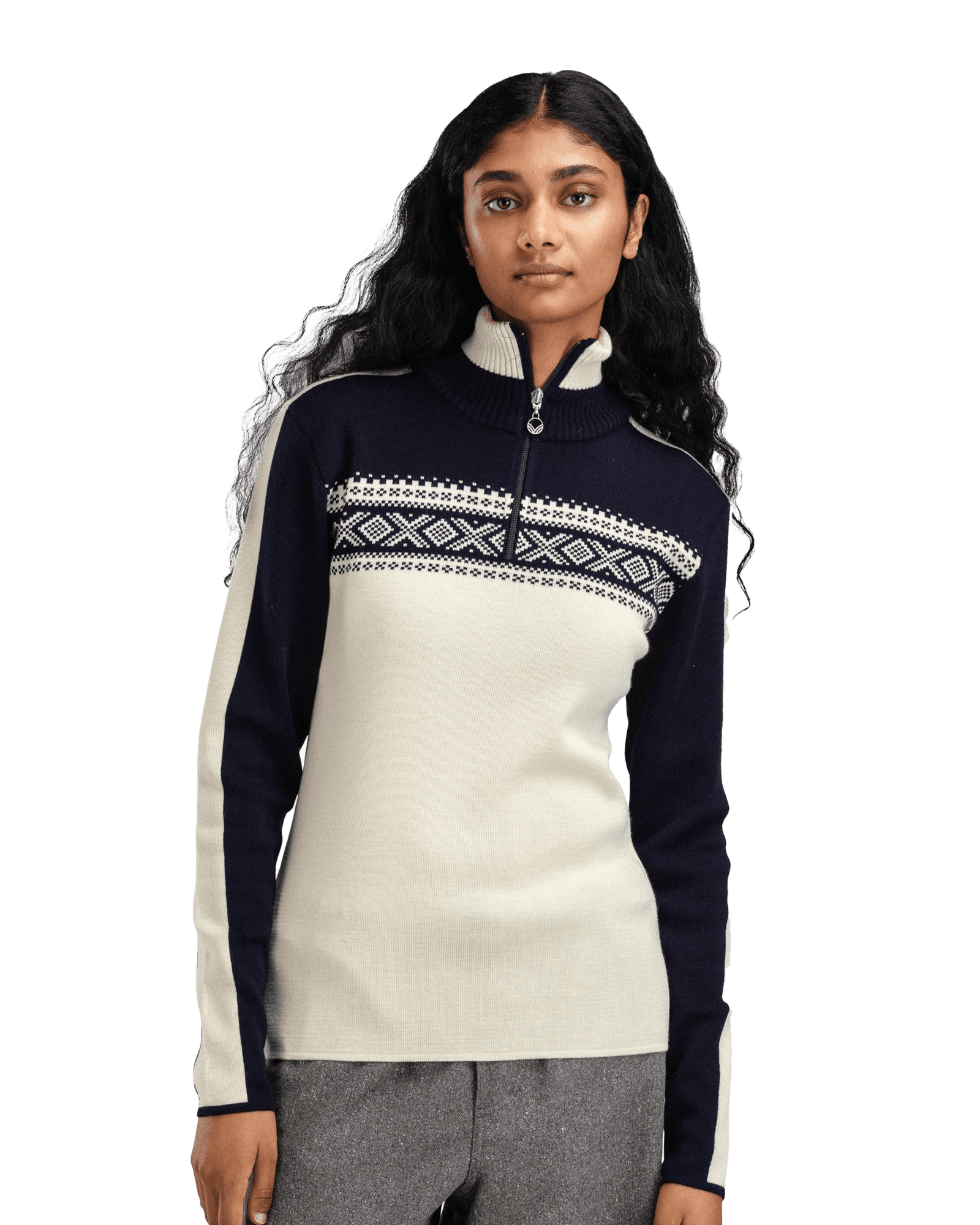 Dystingen Fem Sweater W Offwhite  Navy Offwhite