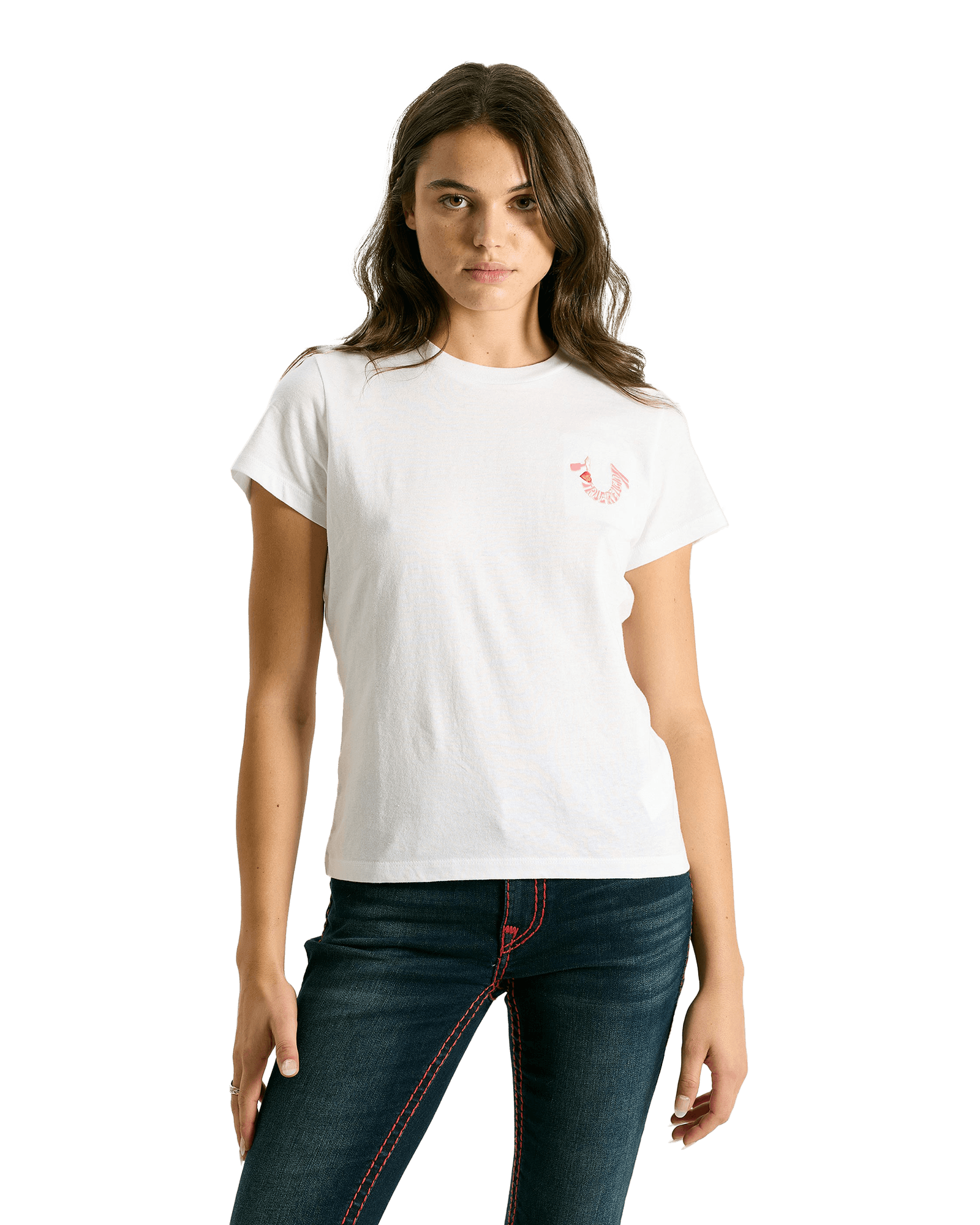Embroidered Tr Hs Ss Tee Optic White
