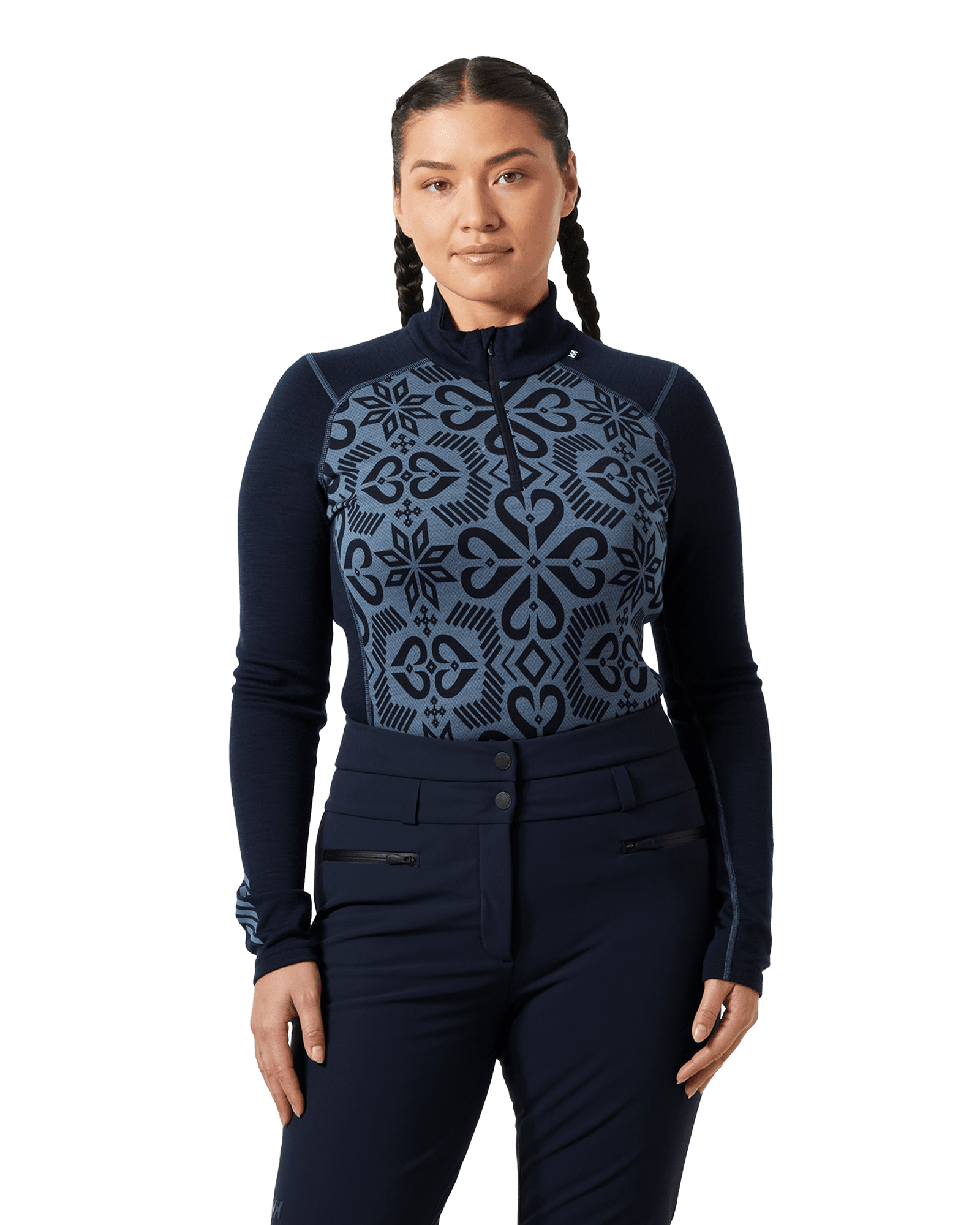 Lifa Merino Midweight Graphic 1/2 Zip W Navy Nordic Rose Ao