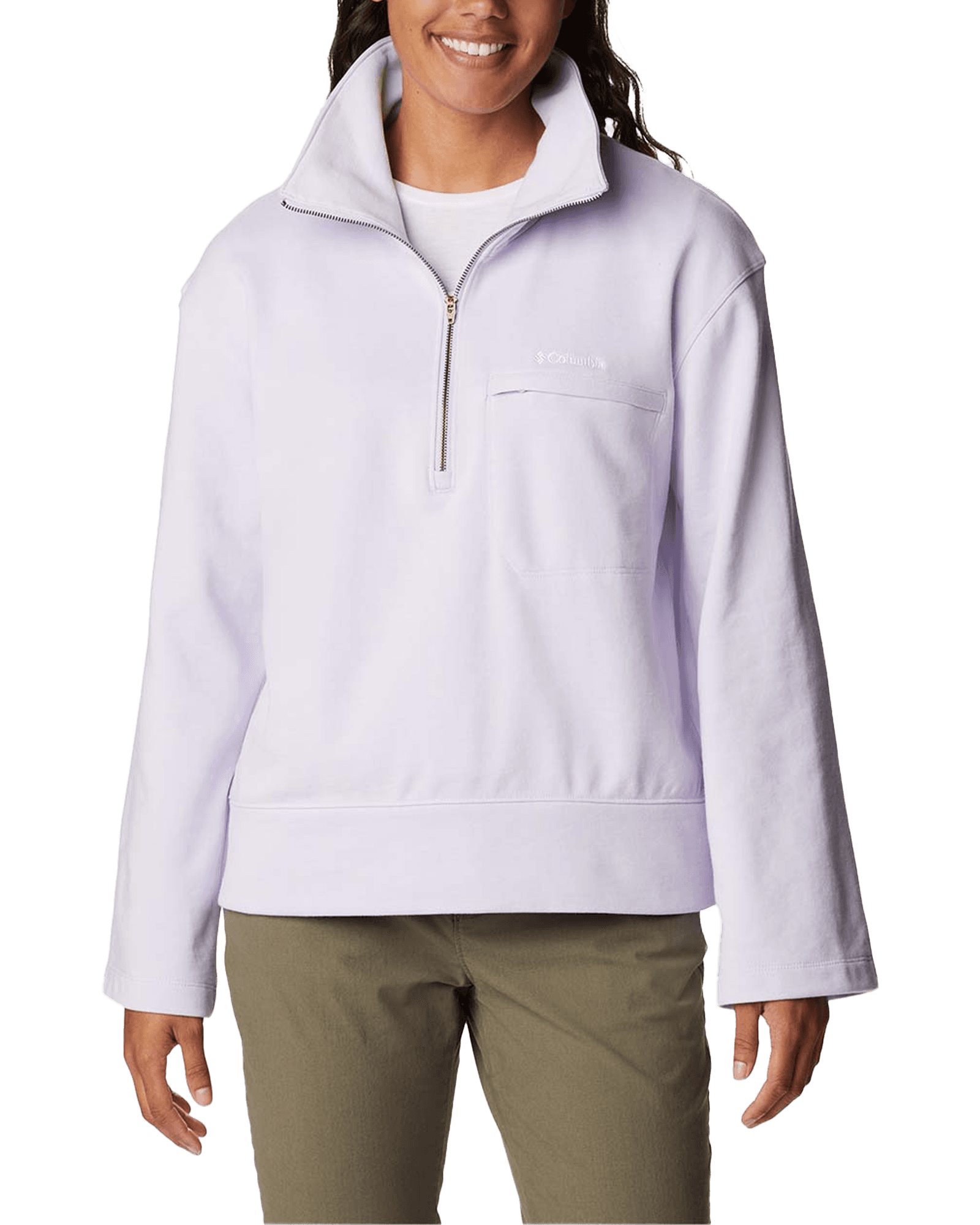 Columbia Lodge French Terry Pullover W Purple Tint/White Logo