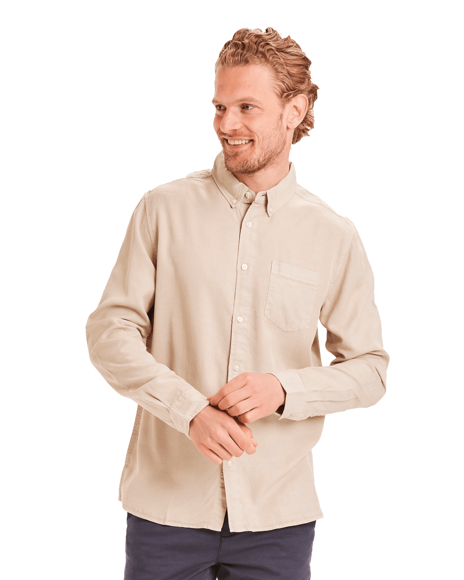 Larch Tencel™ Garment Dyed Button Down L/S M Light Feather Gray