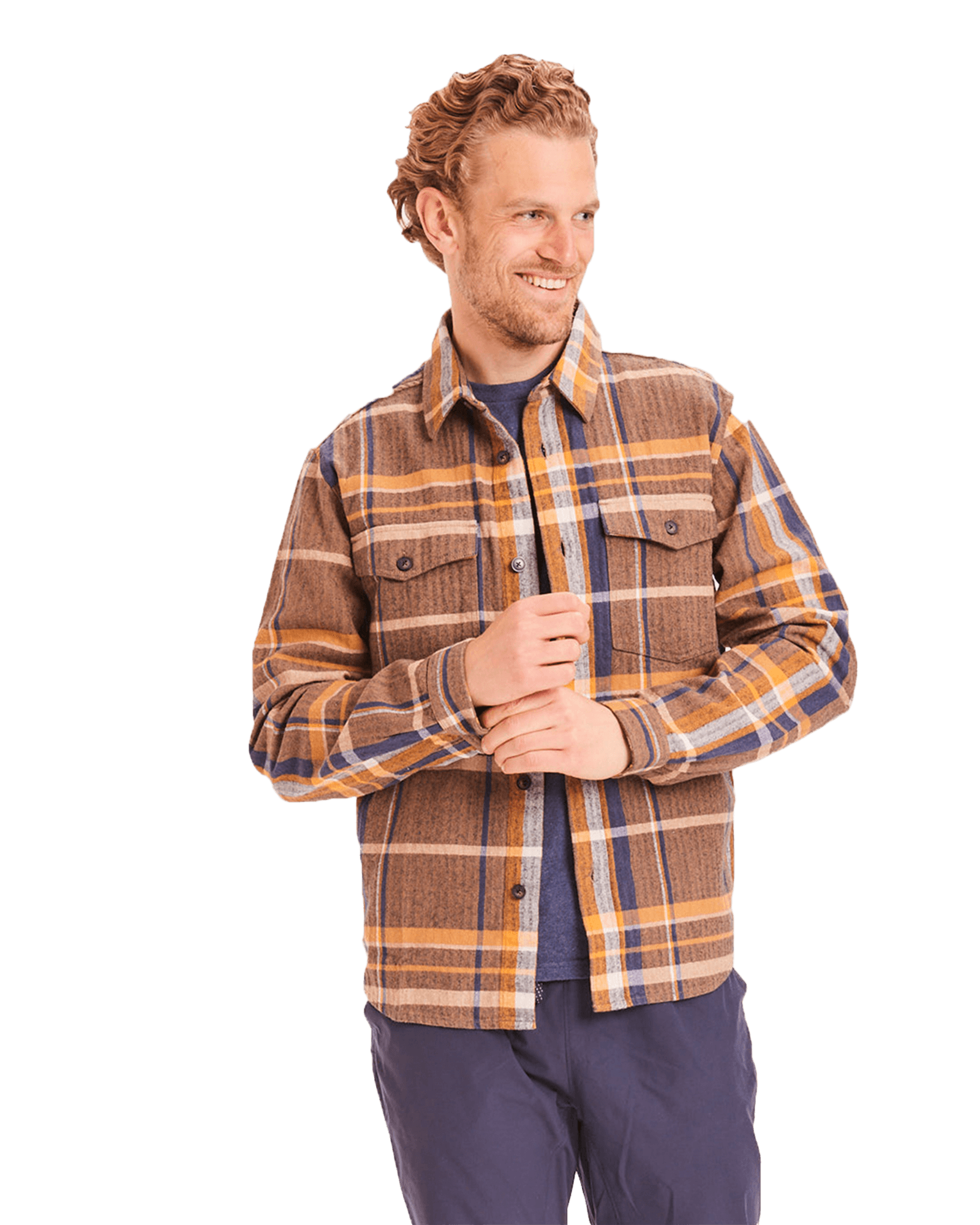 Elder Fine Twill Cheched Shirt M Total Eclipse