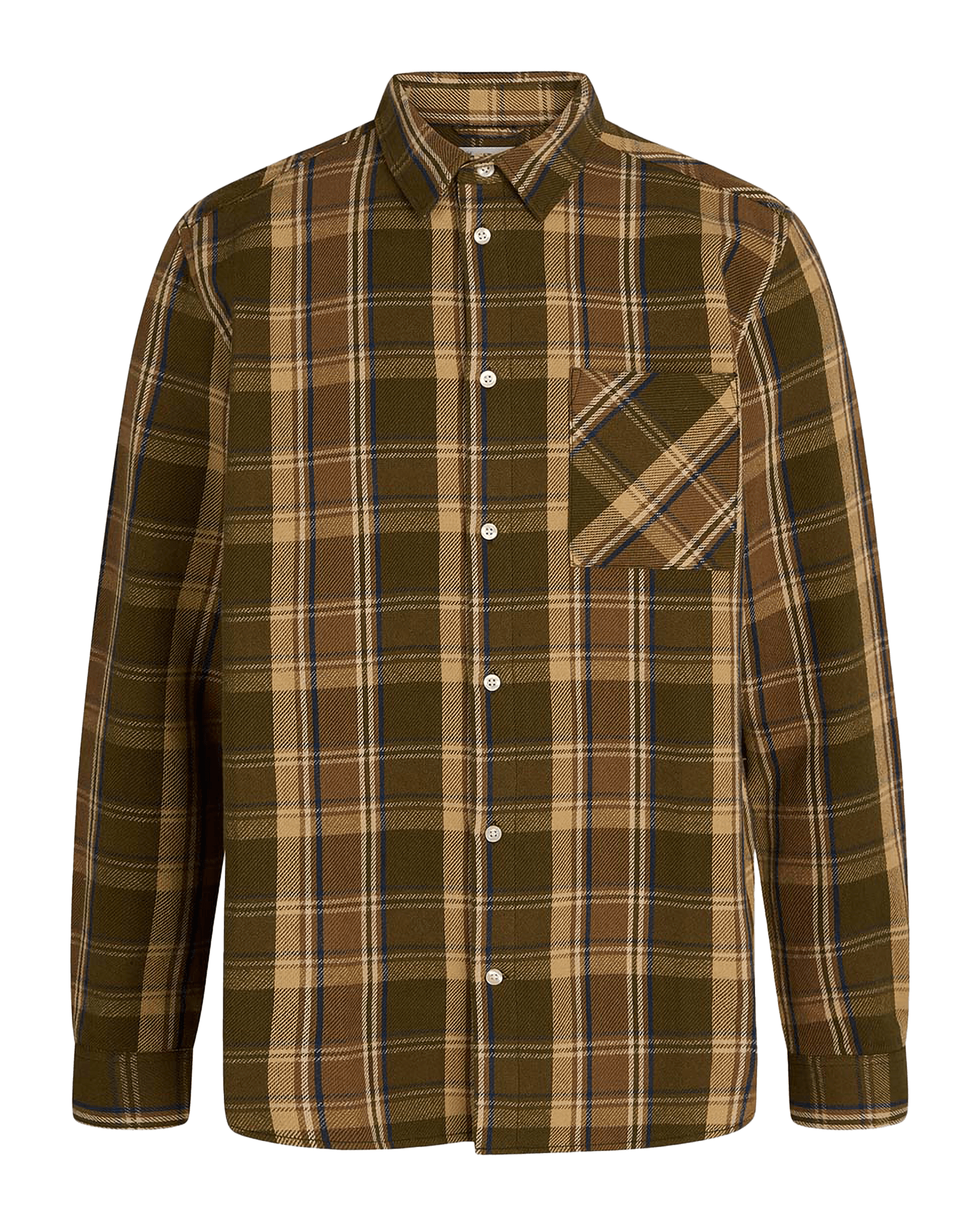 Light Flannel Checkered Relaxed Fit Shirt M Green Check