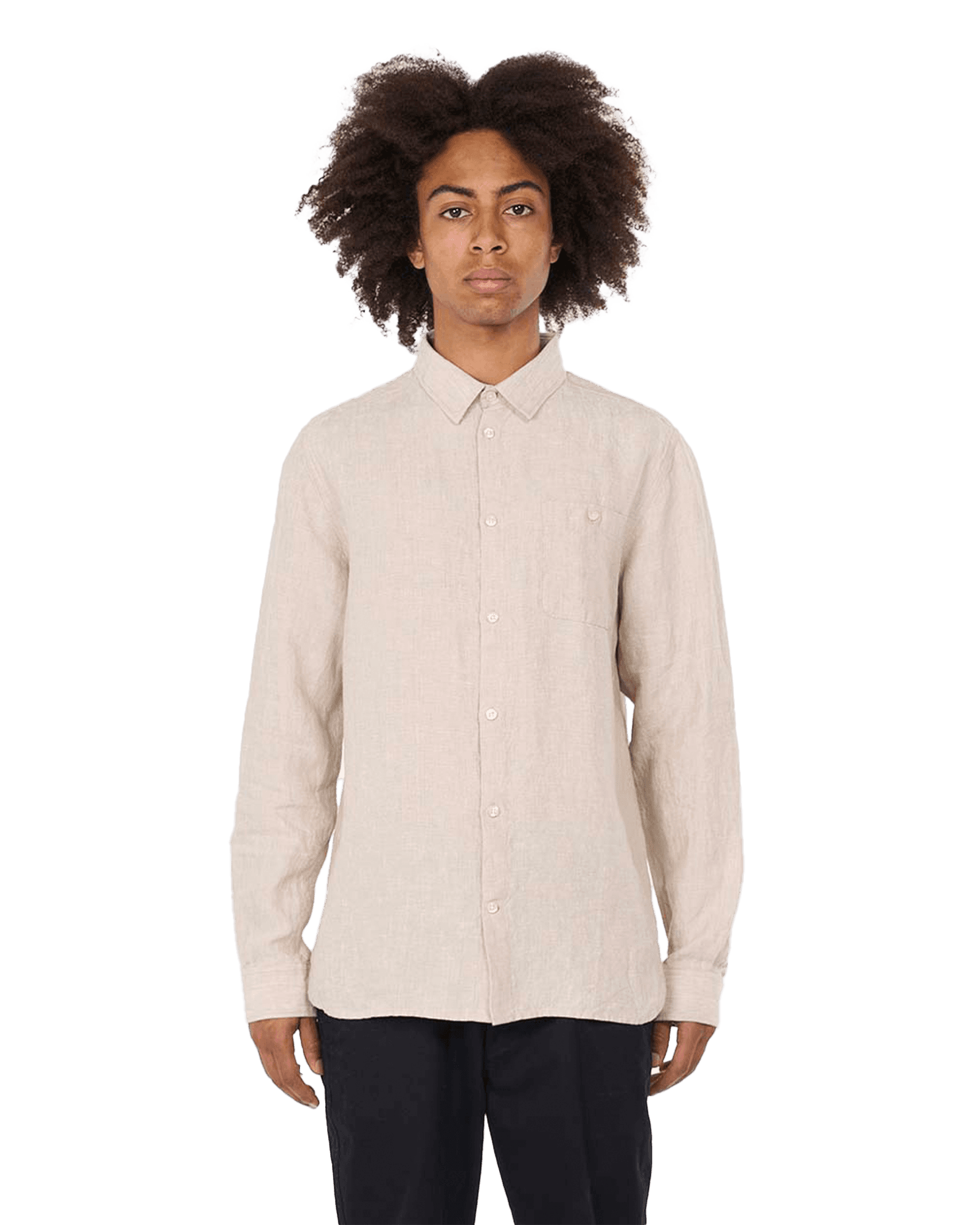 Linen Custom Fit L/S Shirt M 1228 Light Feather Gray