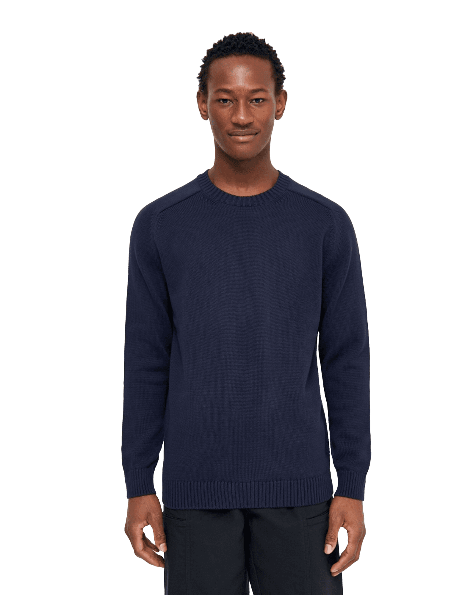Plain Knitted Crew Neck M 1412 Night Sky