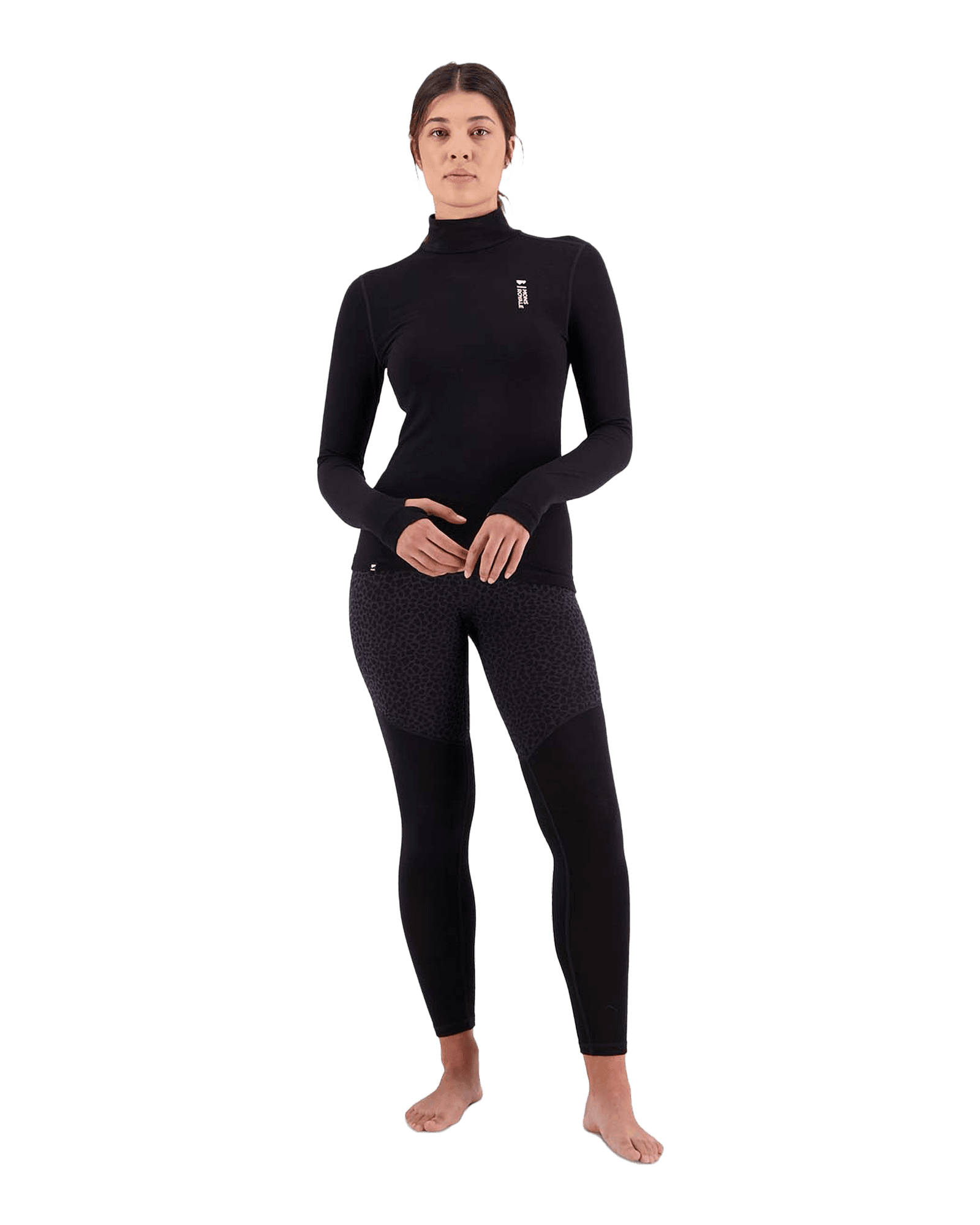 Cascade Merino Flex 200 Mock Neck L/S W Black