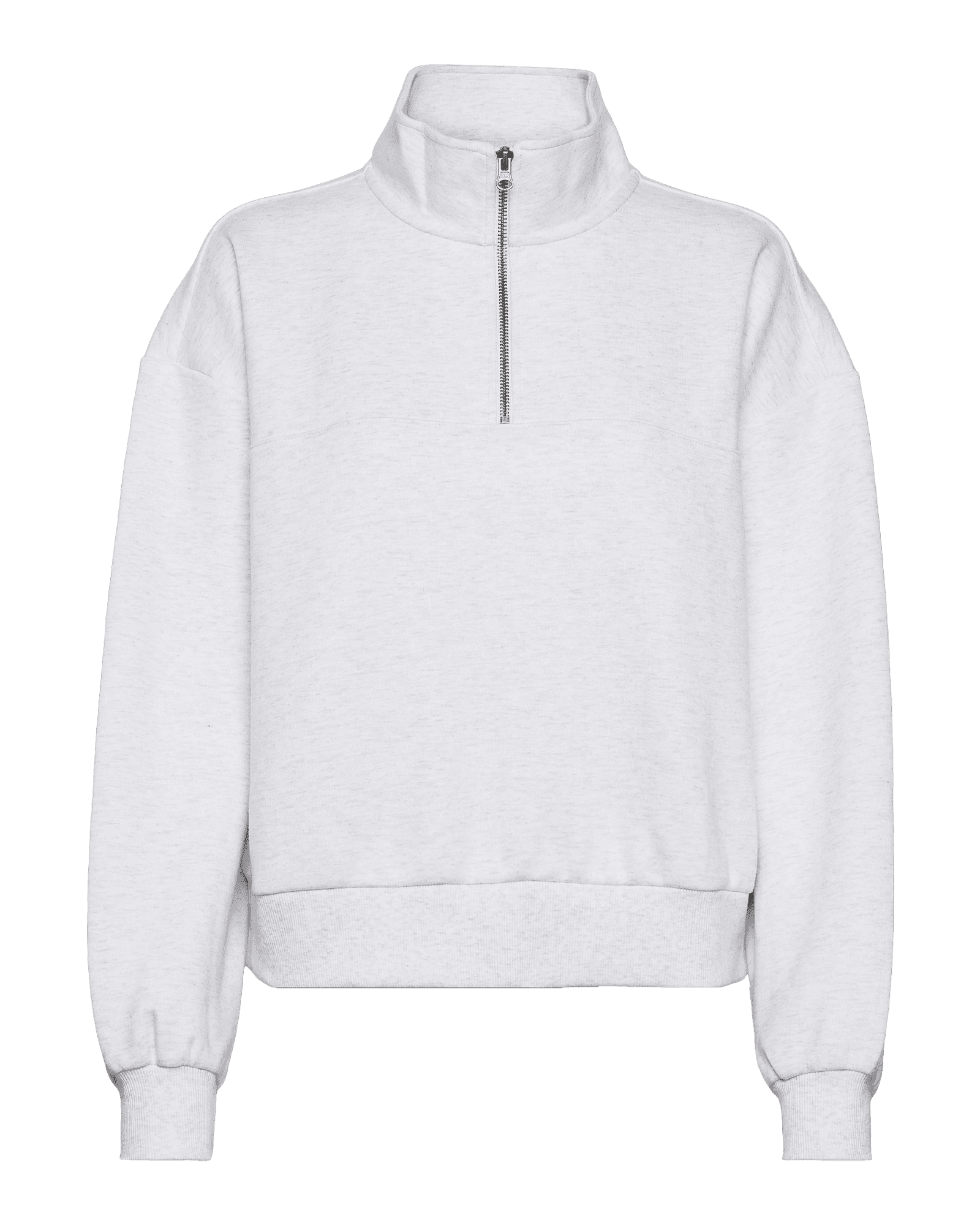 Elevated Double Knit Mock Neck W White Heather