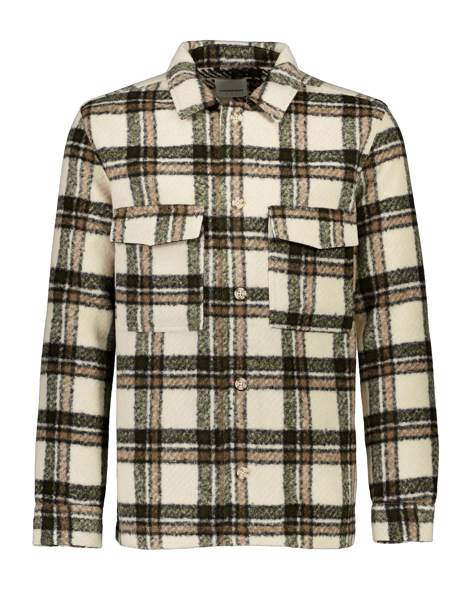 Large Checked Overshirt 30-306105 Sand Melange