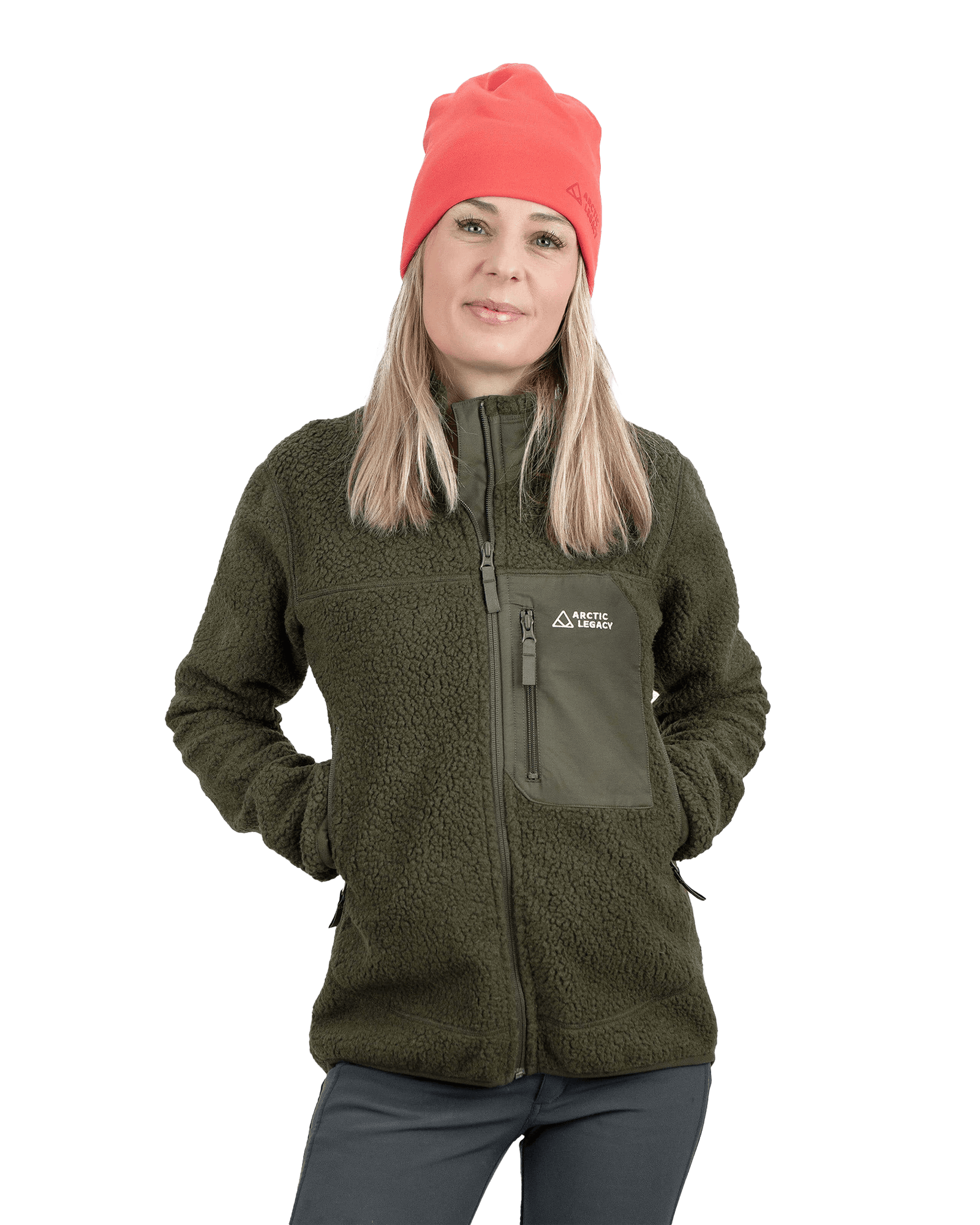 Kima Explorer Pile Jacket W Dark Army Green