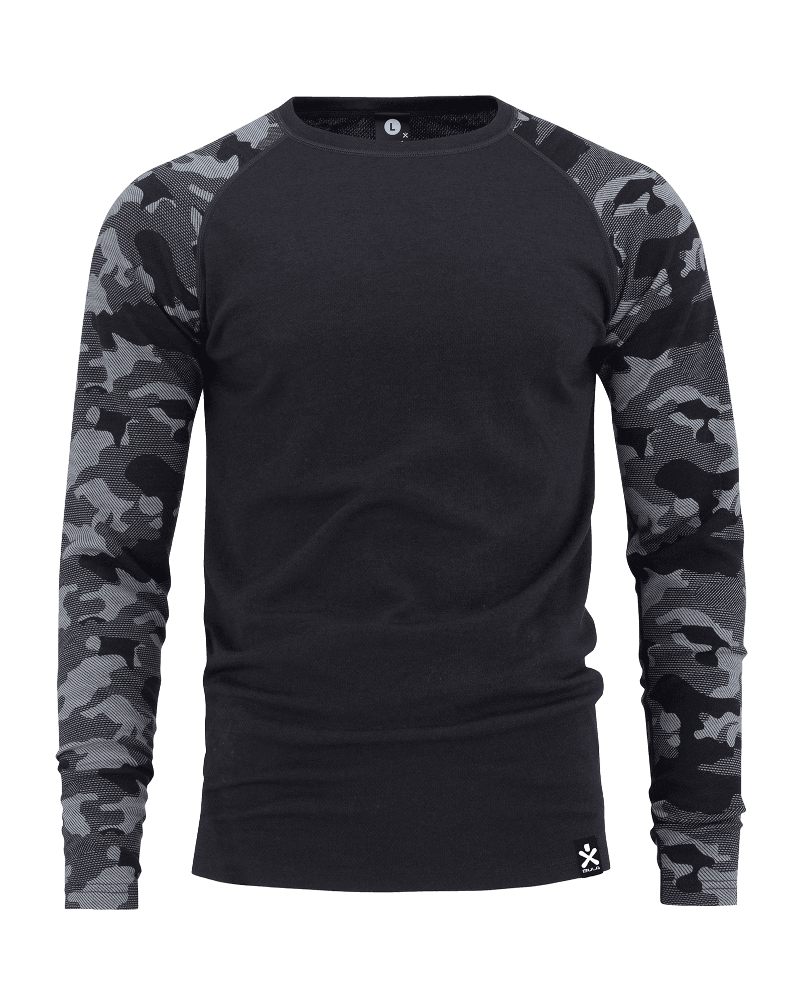 Camo Merino Wool Crew M DGrey