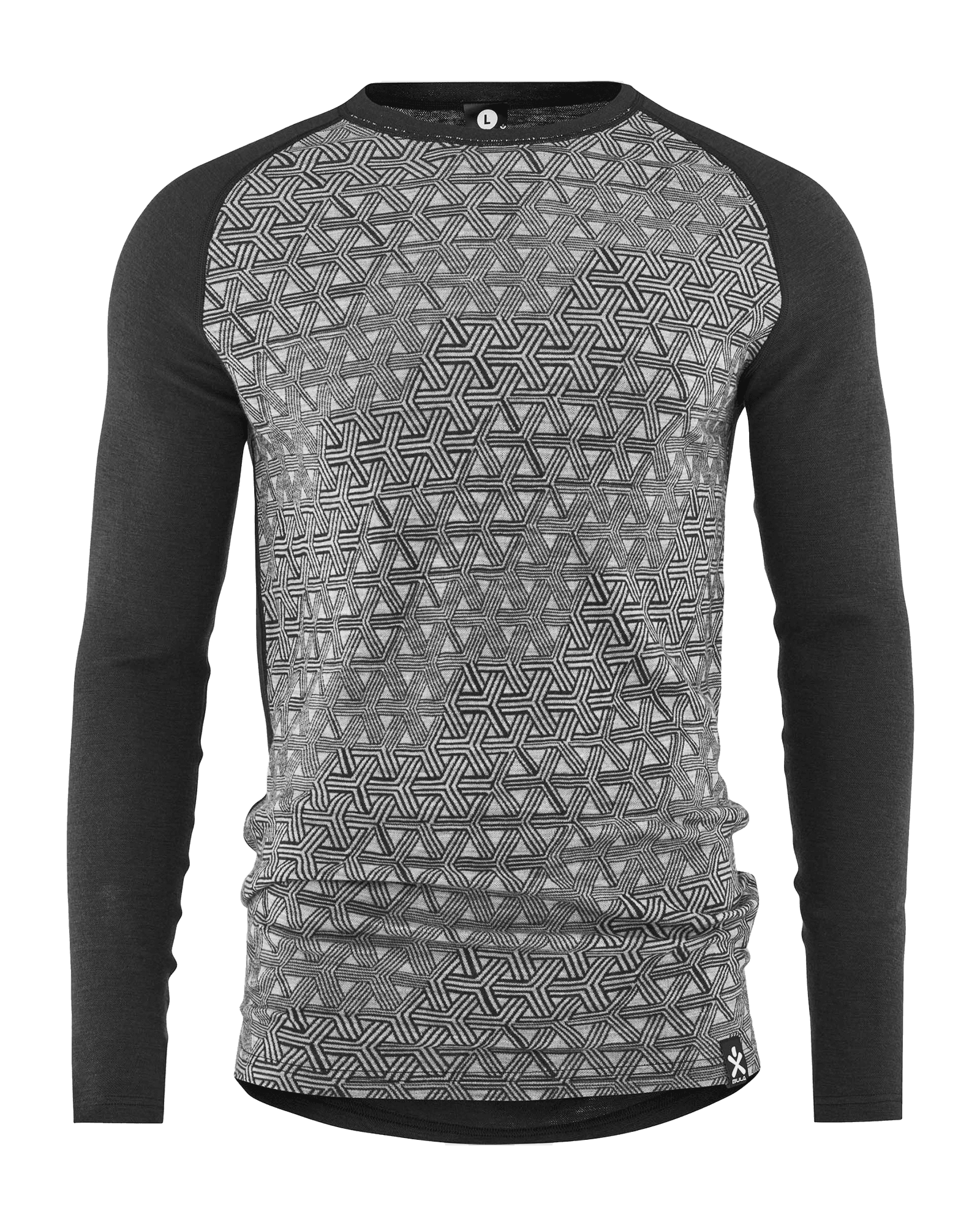 Geo Merino Wool Sleevecrew M DGrey