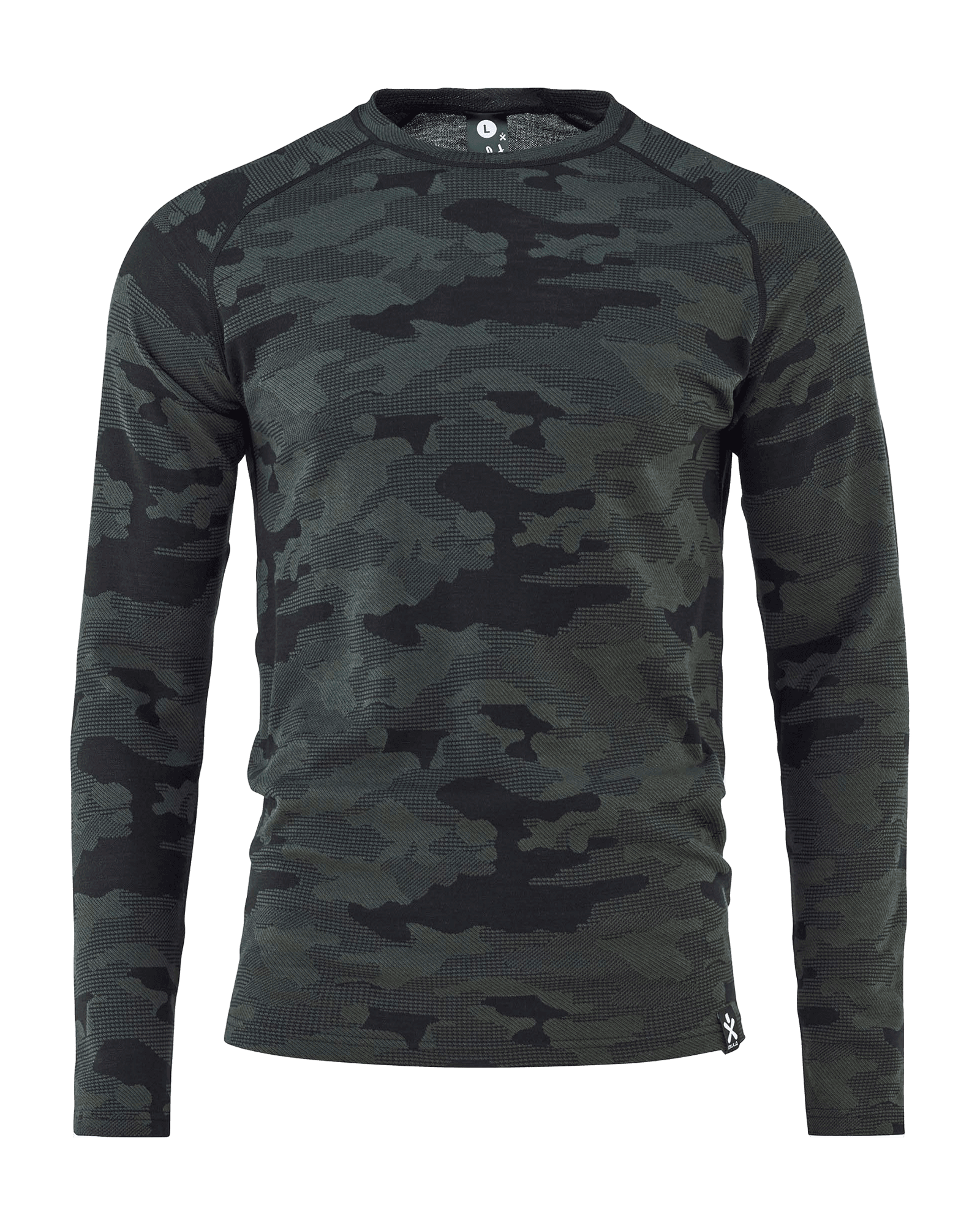 Camo Merino Wool Crew M DOlive