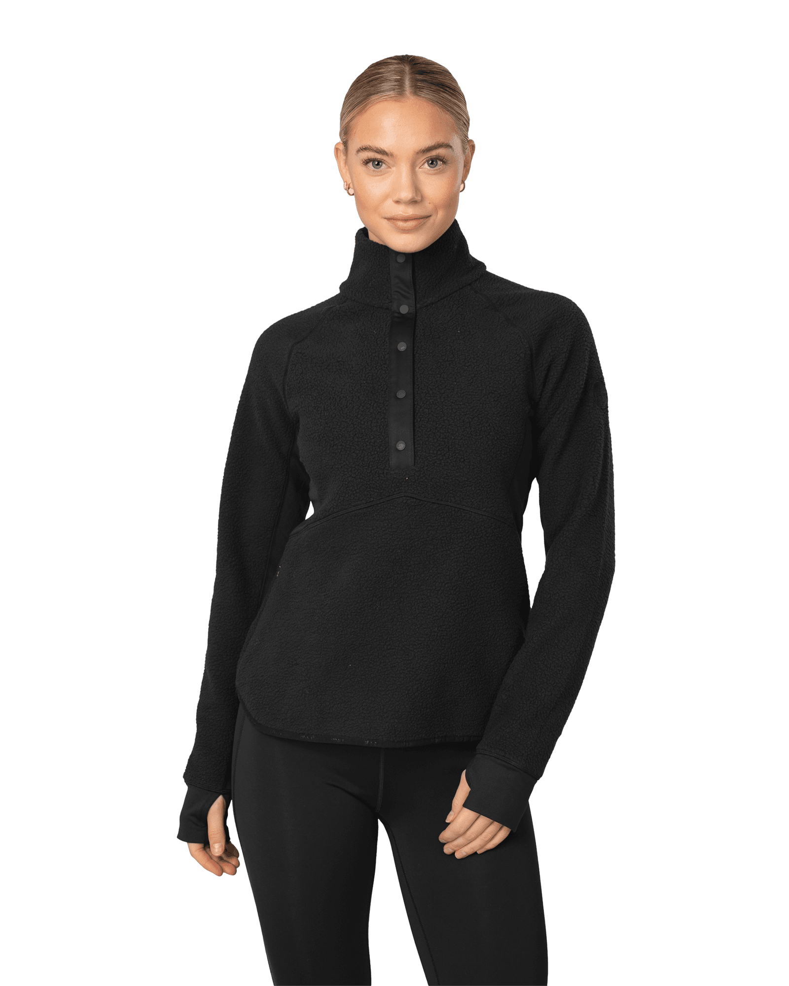 Fusion Pile Henley W Black