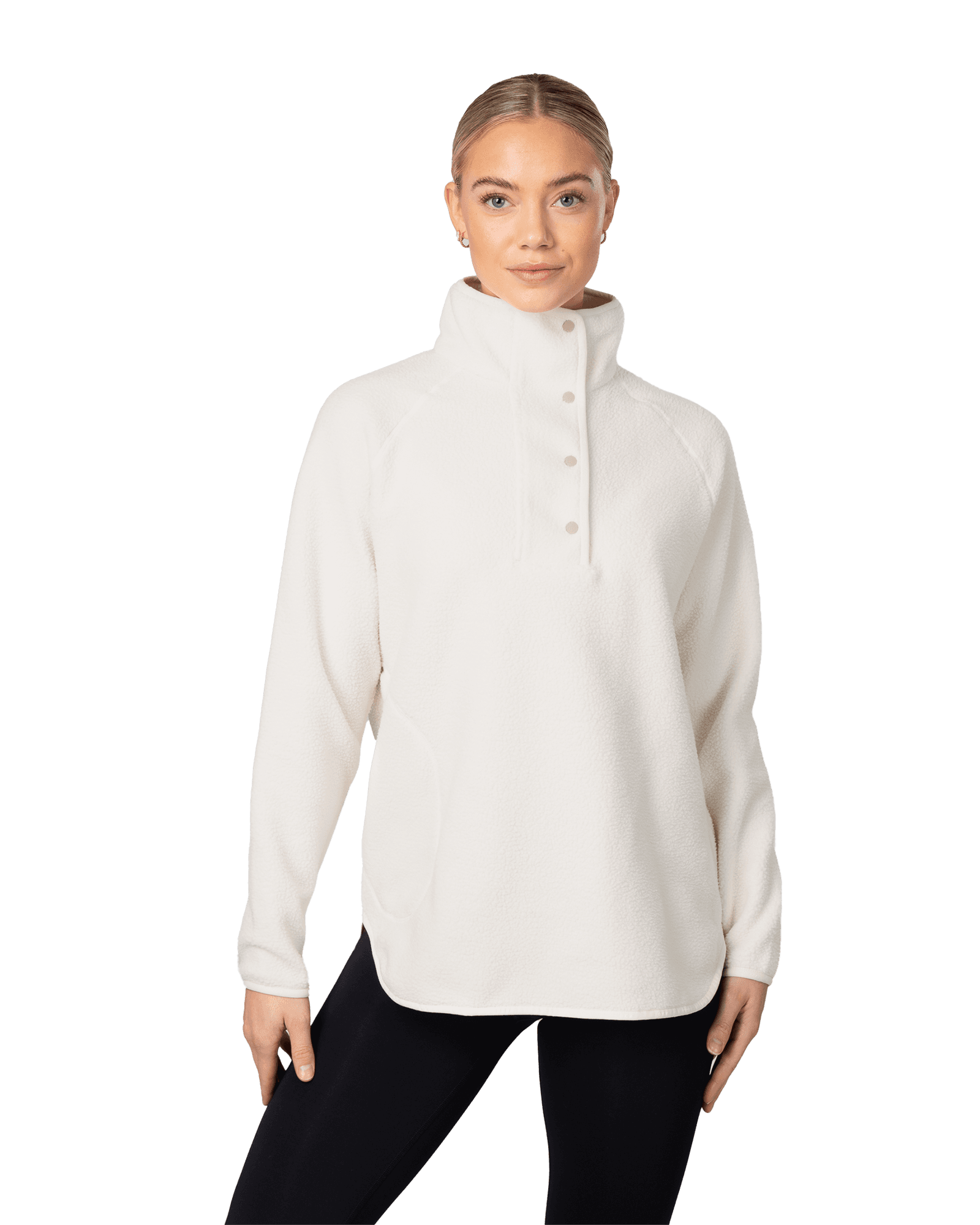 Fusion Pile Oversized Henley W Tofu White