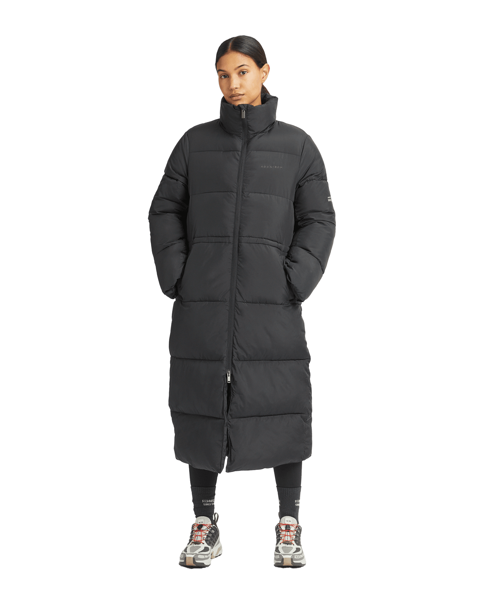 Pebble Drawstring Coat W Black