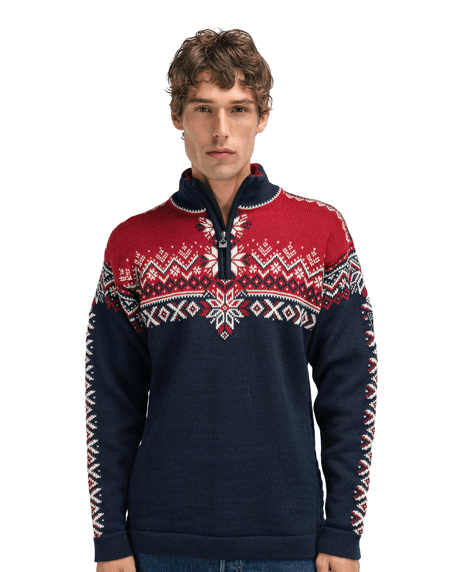 140th Anniversary Masc Sweater M Navy Red Rose Offwhite