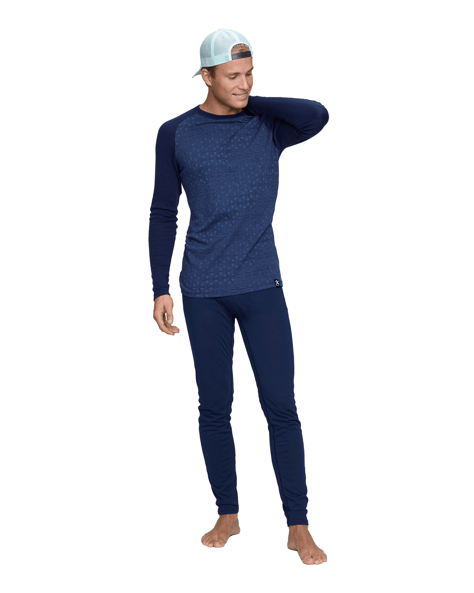 Geo Merino Wool Sleevecrew M Navy